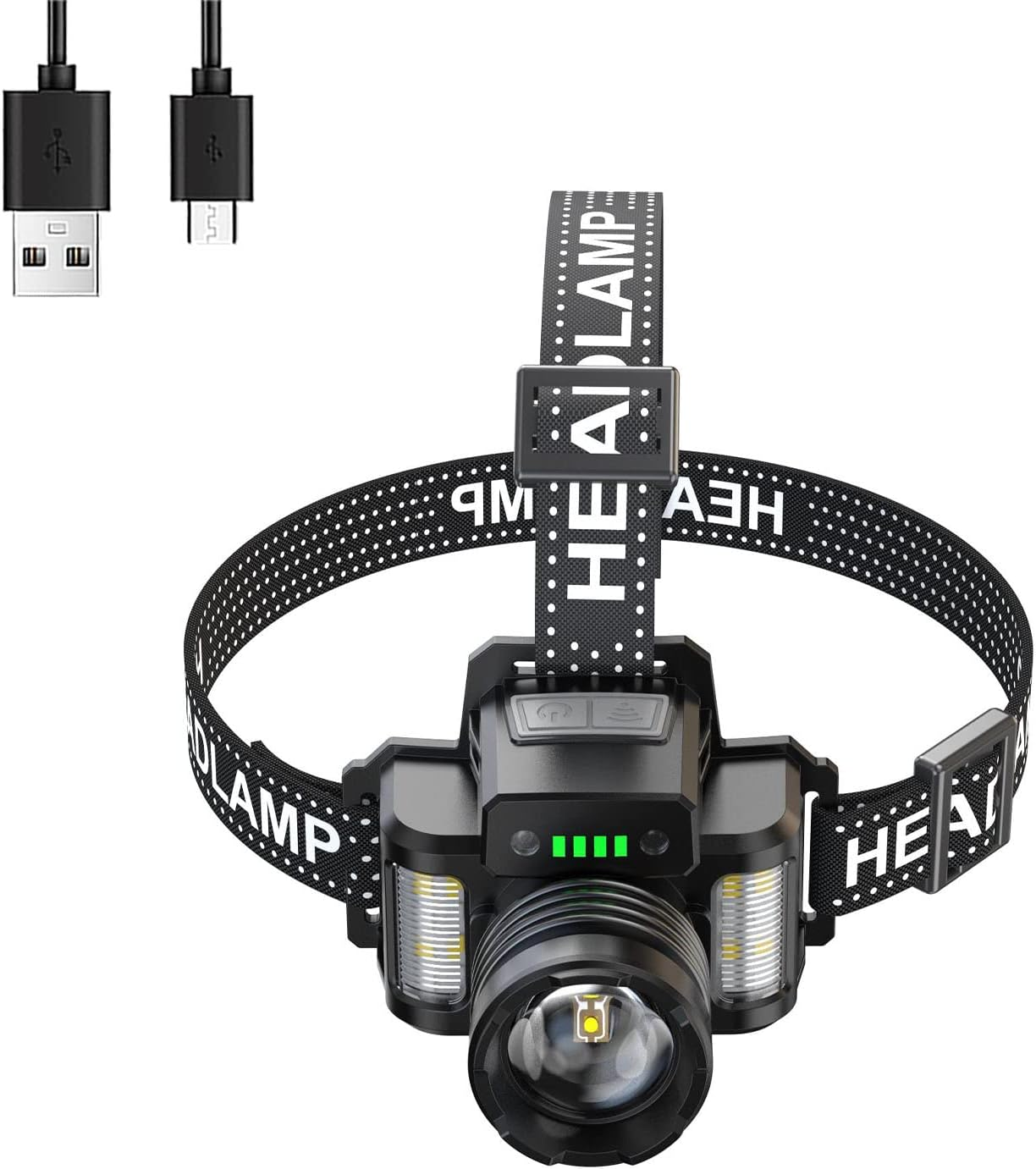 Super Bright Headlamp, Rechargeable LED Head Torch with 6 Light Modes & Motion Sensor, Zoomable Waterproof Headlight for Camping, Hiking, Outdoors, Hunting, Running image number 1