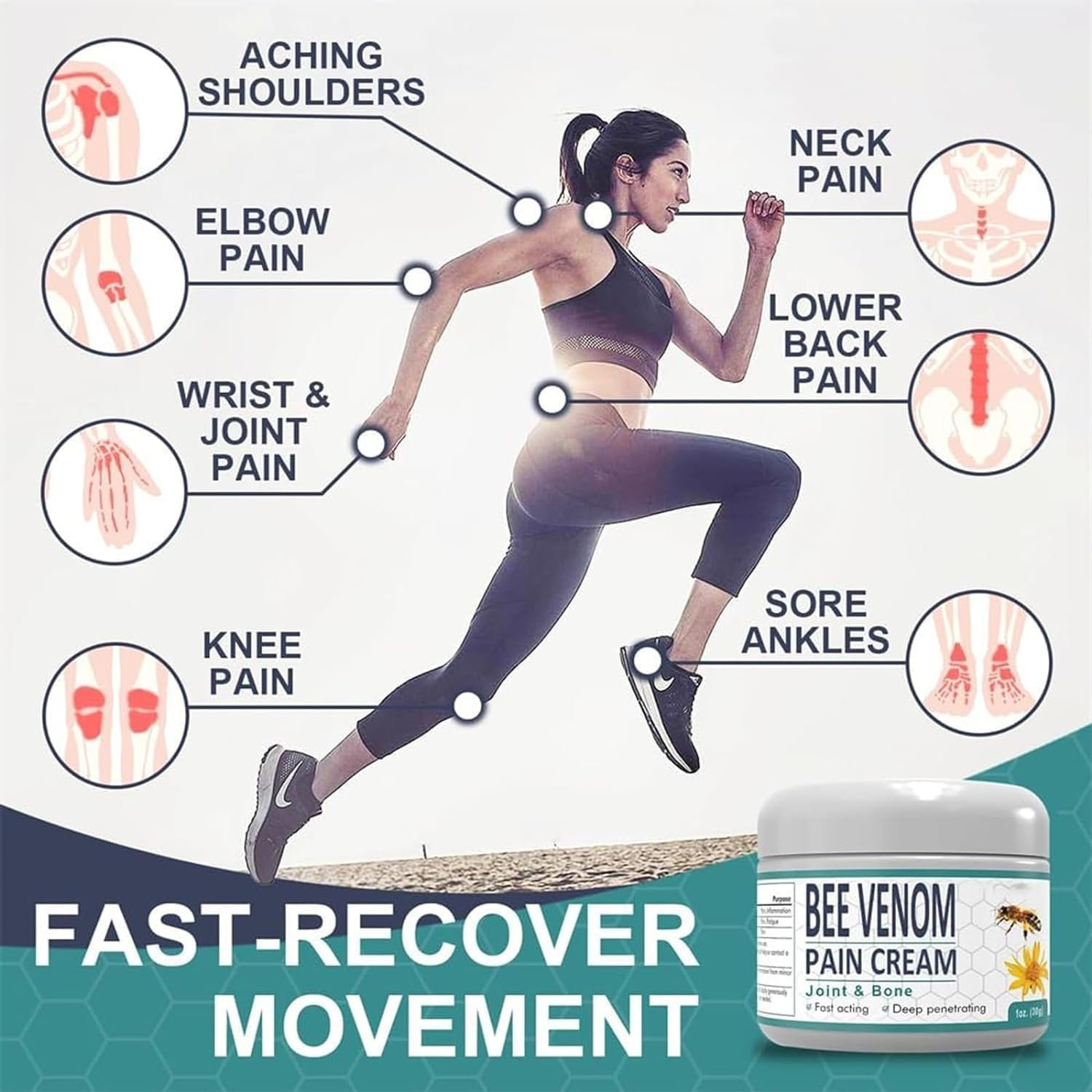 3Pcs Bee Venom Pain and Bone Healing Cream,Advanced Bee Venom Gel Joint and Bone Therapy,New Zealand Bee Venom Joint and Bone Therapy Cream image number 4