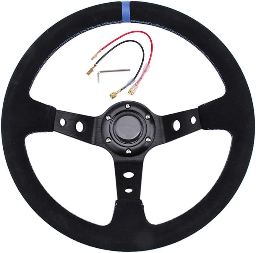Leather Steering Wheel 350Mm 6 Bolt Suede Leather Sport Racing Drifting Modification image number 5