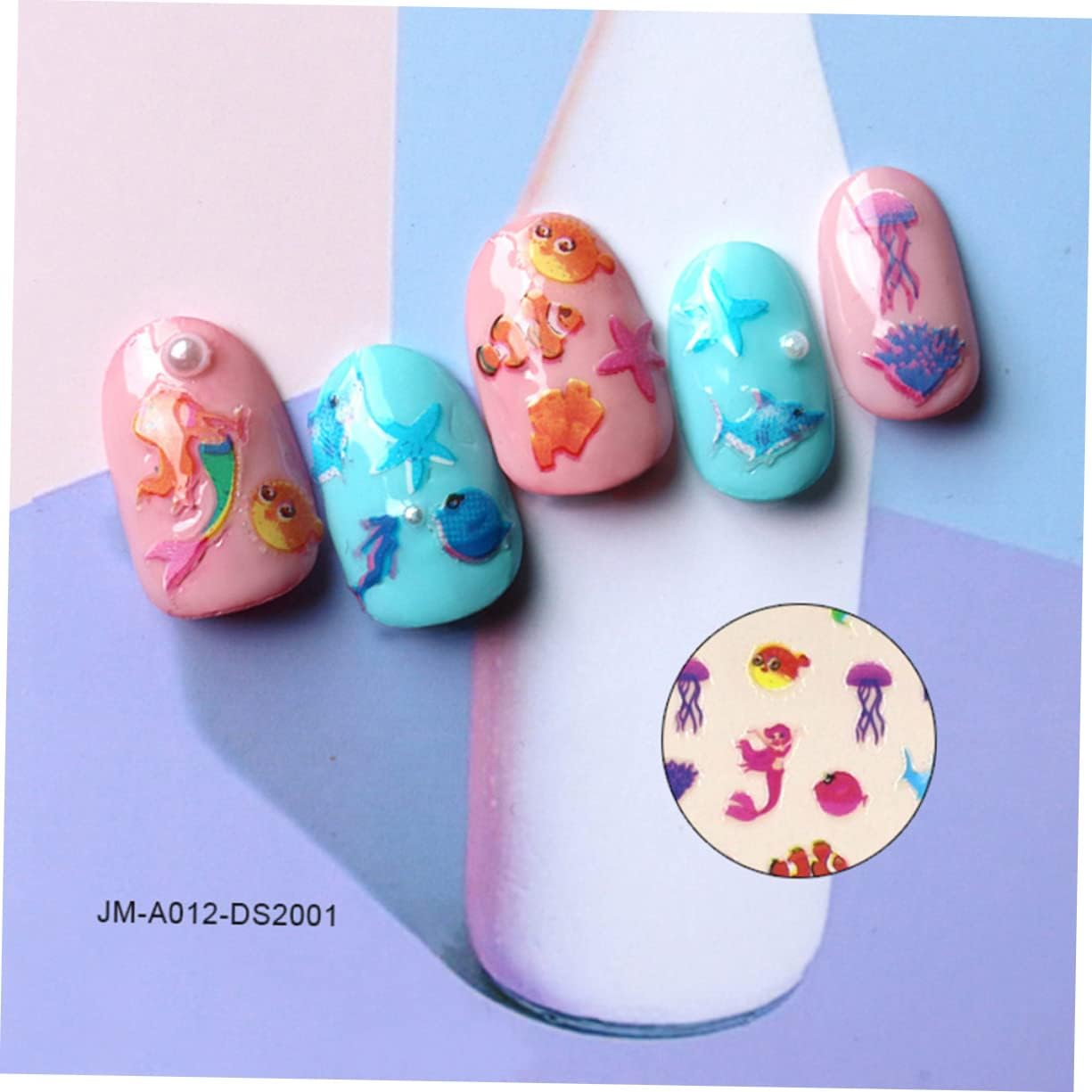 3Sheets Cartoon Sea Star Nail Art Stickers Boys and Girls Fingertip Stickers Self-Adhesive Nail Decals for Boys and Girls DIY image number 5