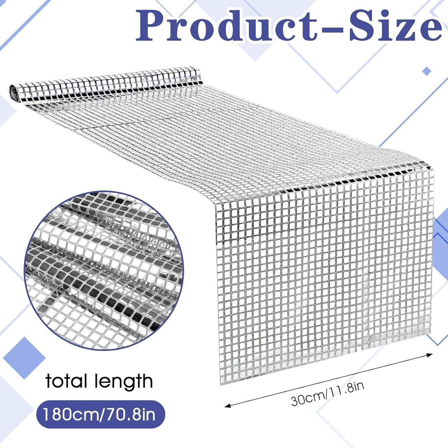 Disco Table Runner Silver Sequin Table Runners 12 X 71 Inches Retro 70S 80S Theme Disco Ball Party Table Runner for Wedding Birthday Party Home Table Decorations (12 X 71 In)