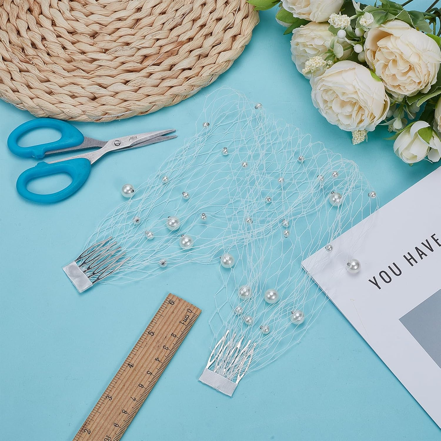 NICENEEDED 1920S Flapper Fascinator Net Veil White Bird Cage Face Veil Fascinator Veil for Bridal Weddings Tea Party for Women image number 3