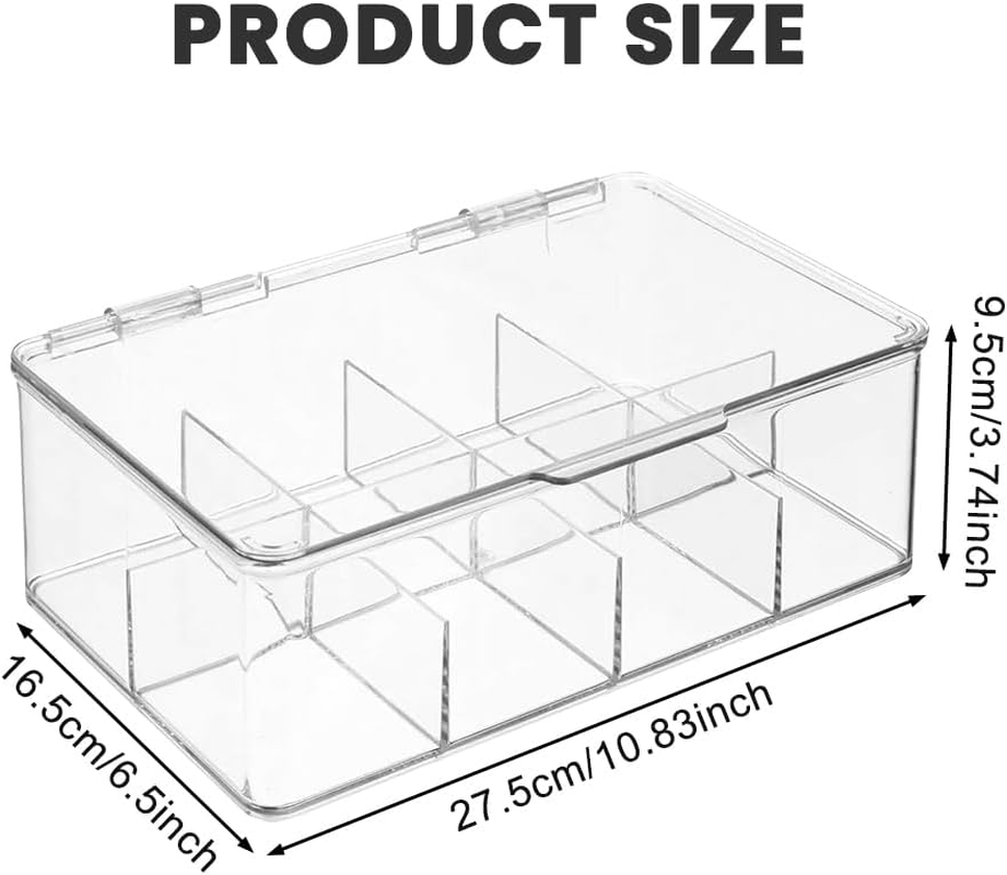 2 Pack Stackable Tea Bag Organizer, 8 Sections Clear Plastic Storage Bin for Coffee Pods, Sugar Packets and Condiments, Space-Saving Kitchen Cabinet and Countertop image number 3
