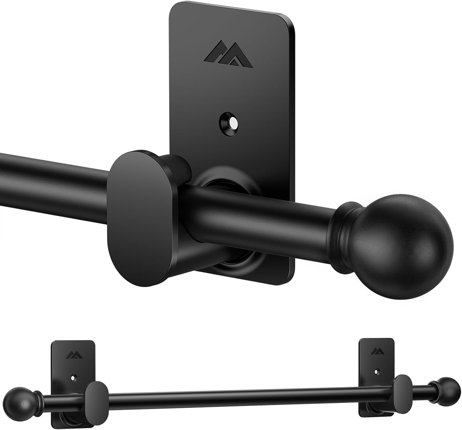 Curtain Rods No Drilling for Windows 30 to 90 Inches,5/8 Inch Diameter No Drill Curtain Rod Set with 3M Adhesive Brackets, White