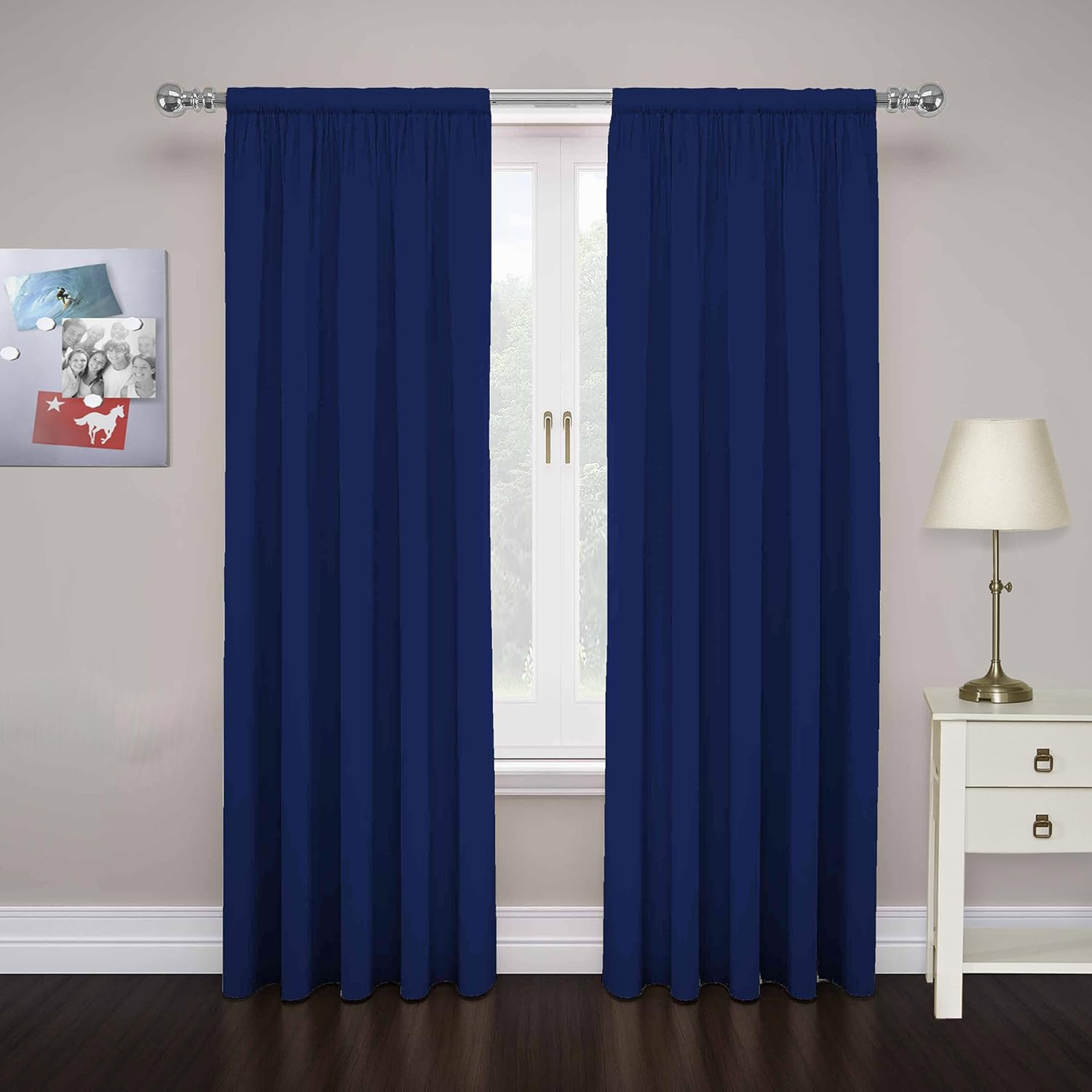 Pairs to Go Cadenza Modern Decorative Rod Pocket Window Curtains for Living Room (2 Panels), 40 in X 63 In, Navy