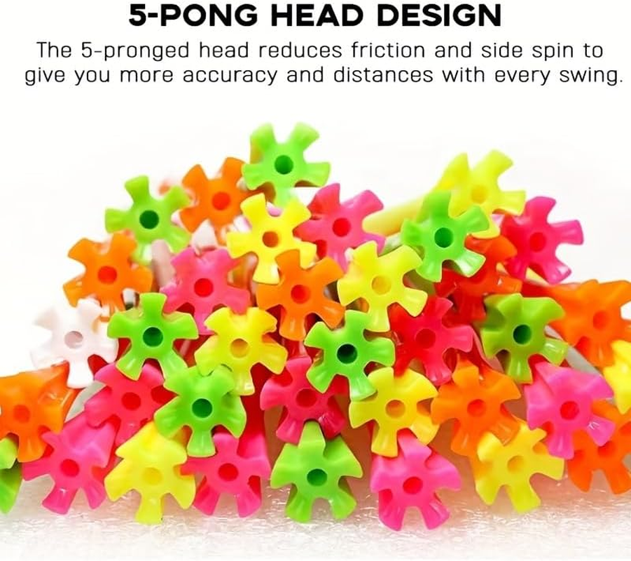 SWINGTEK 120 Pack Plastic Golf Tees,Contain 100 Pcs 3-1/4 Inch Unbreakable Long Tees and 20 Short Tees,Mixed Color,Frictional Resistance Reduction image number 2