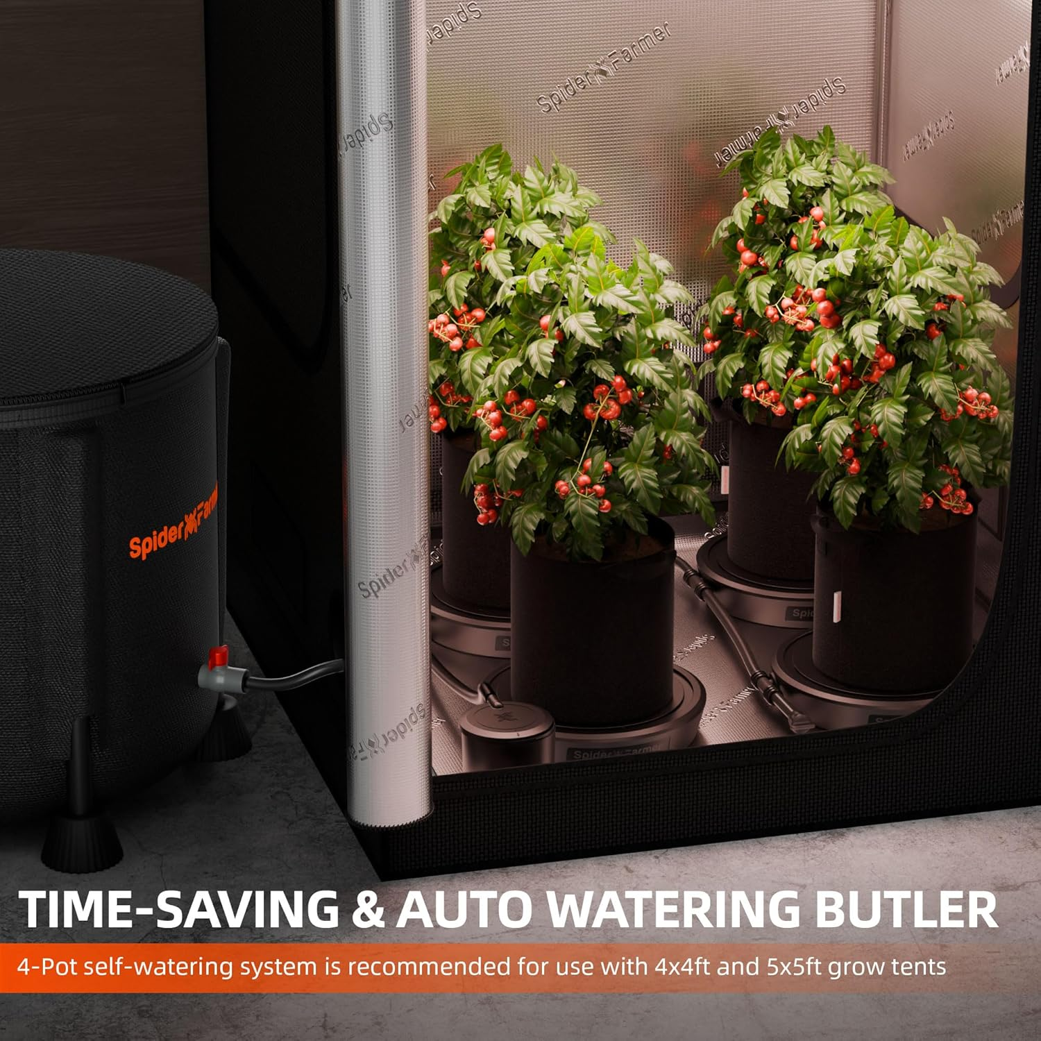 Spider Farmer Self Watering Fabric Pot Base 4 Pack Car Watering System image number 3