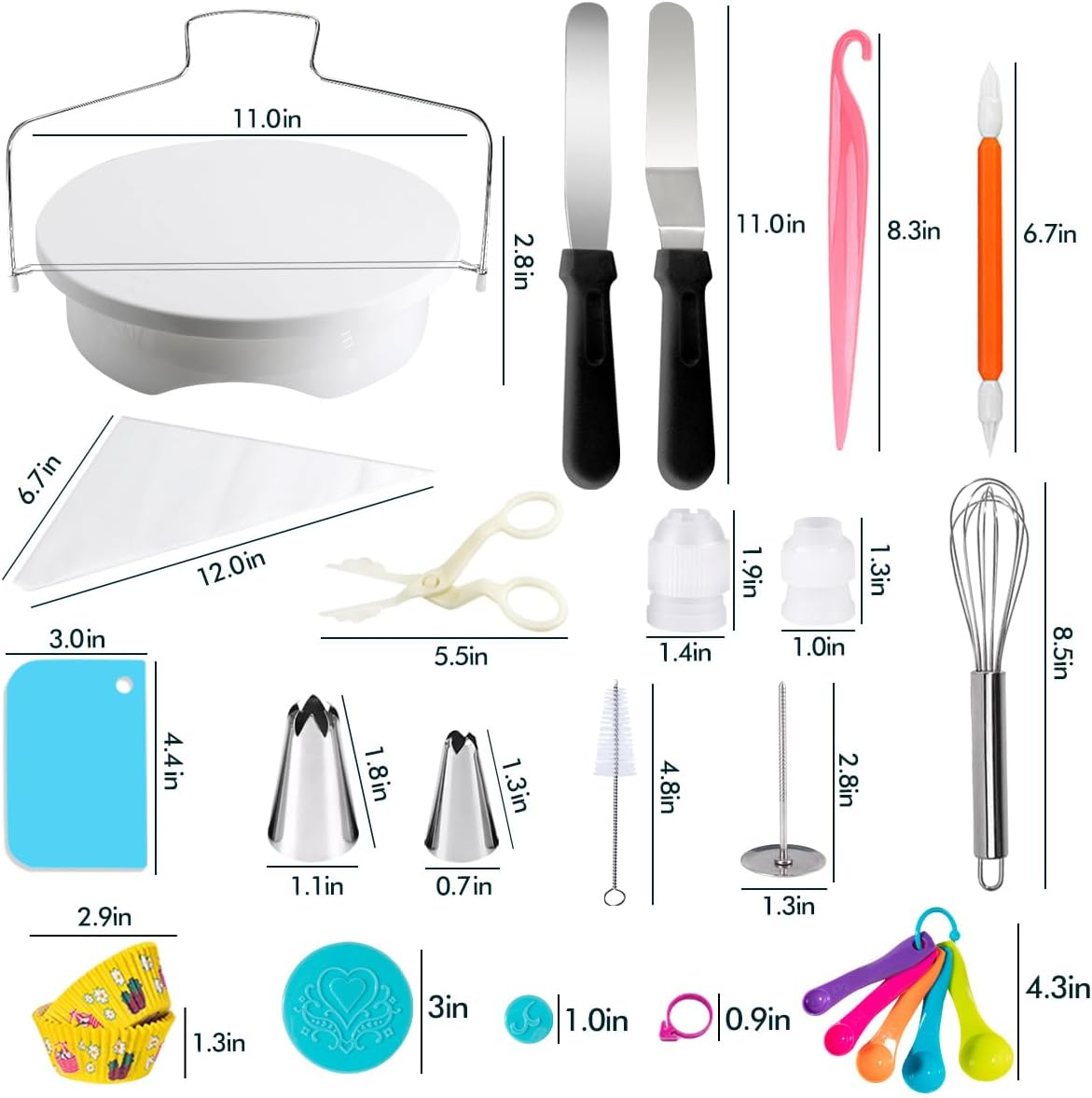 Cake Decorating Turntable, Gyvazla Cake Decorating Equipment, Cupcake Decorating Kit Supplies Rotating Turntable, Coupler, Frosting, Piping Bags and Tips Set, Icing Spatula, Pastry Tool, Cake Scrapers