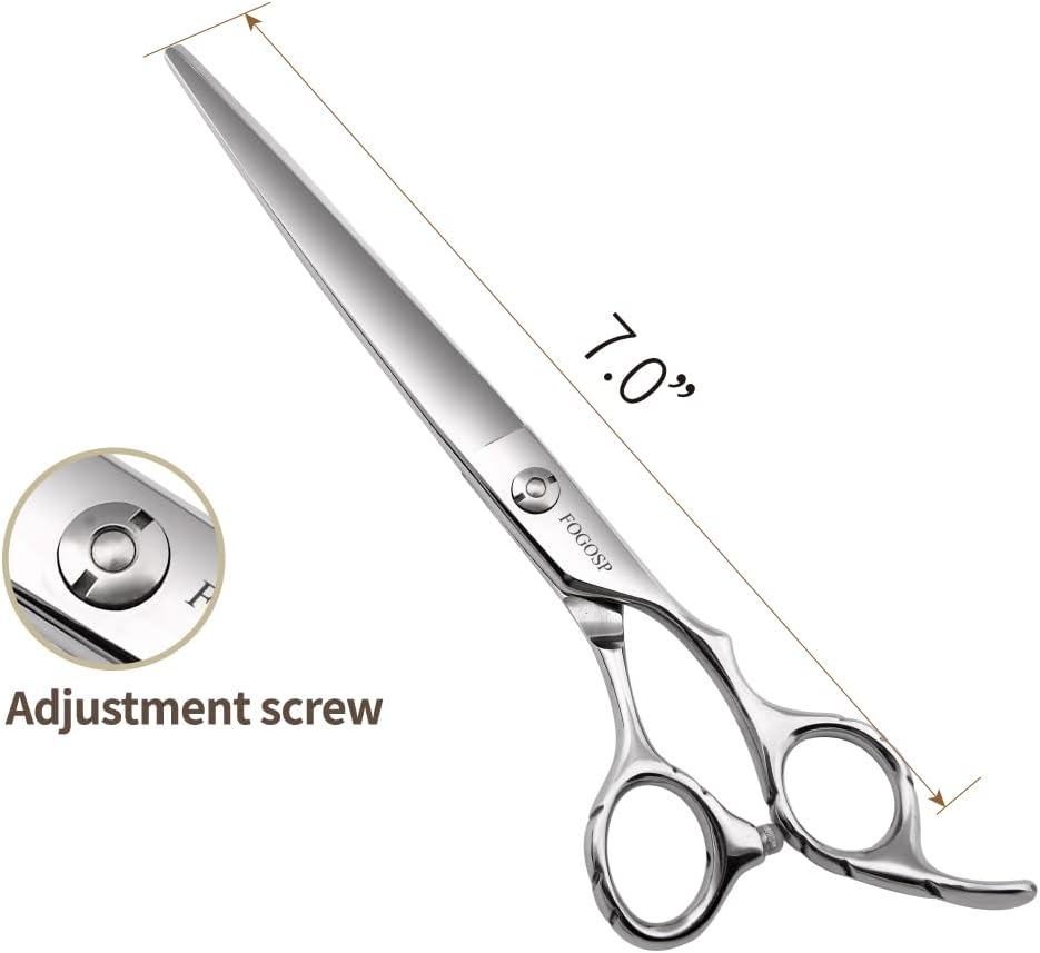 FOGOSP Professional Dog Grooming Scissors - Straight 7.0'' Dog Grooming Shears for Cutting Thick Hair, Small to Medium Pets, Cats (7.0 In, Straight) image number 1