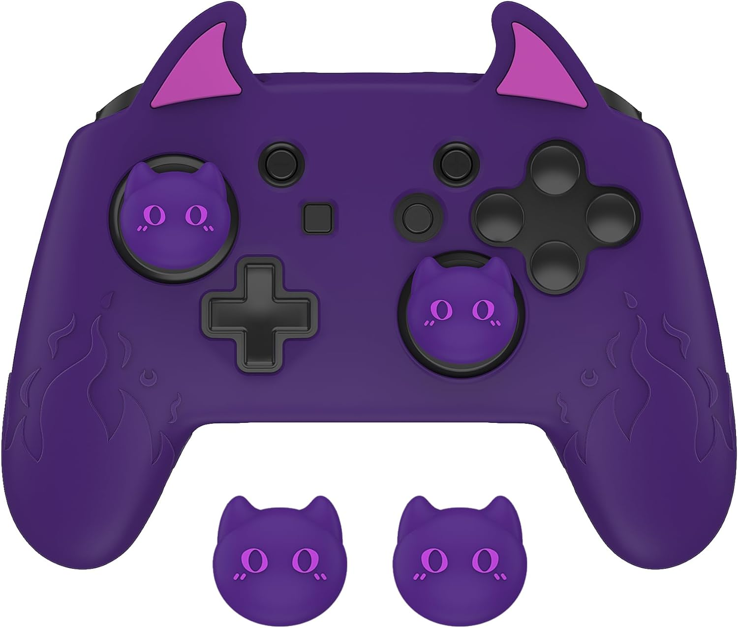 Playvital Cute Demon Silicone Grip Cover for Nintendo Switch Pro Controller, Anti-Slip, Kawaii Protective Skin with Joystick Caps and Stickers Compatible with Nintendo Switch Pro- Purple - Matcha Green image number 6