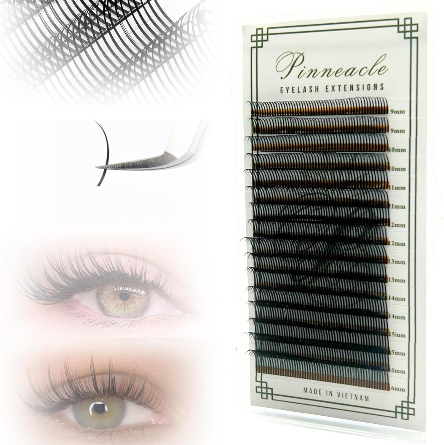 Promade Wet Narrow Fans | Premade Spikes | 5D Spike Flat Base for Wispy, Wet Mascara Lash, Anime Lash Extensions | for Professional Lash Extension | Handmade in Vietnam | Pinneacle Lash | Mix 8 Sizes in 1 | 0.07 (D Curl) image number 1