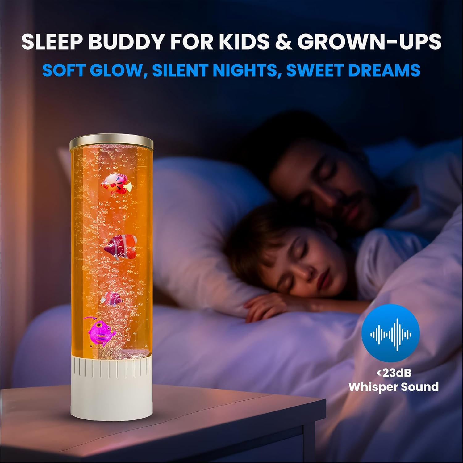 Nixyun Bubble Lamp | 7 Colour Changing LED Lamps | Fake Aquarium Night Light | Artificial Fish Tank with Moving Fishes | Home Decor, Mood Lamp for Kids, Adults, Sensory Lights for Autism & ADHD image number 1