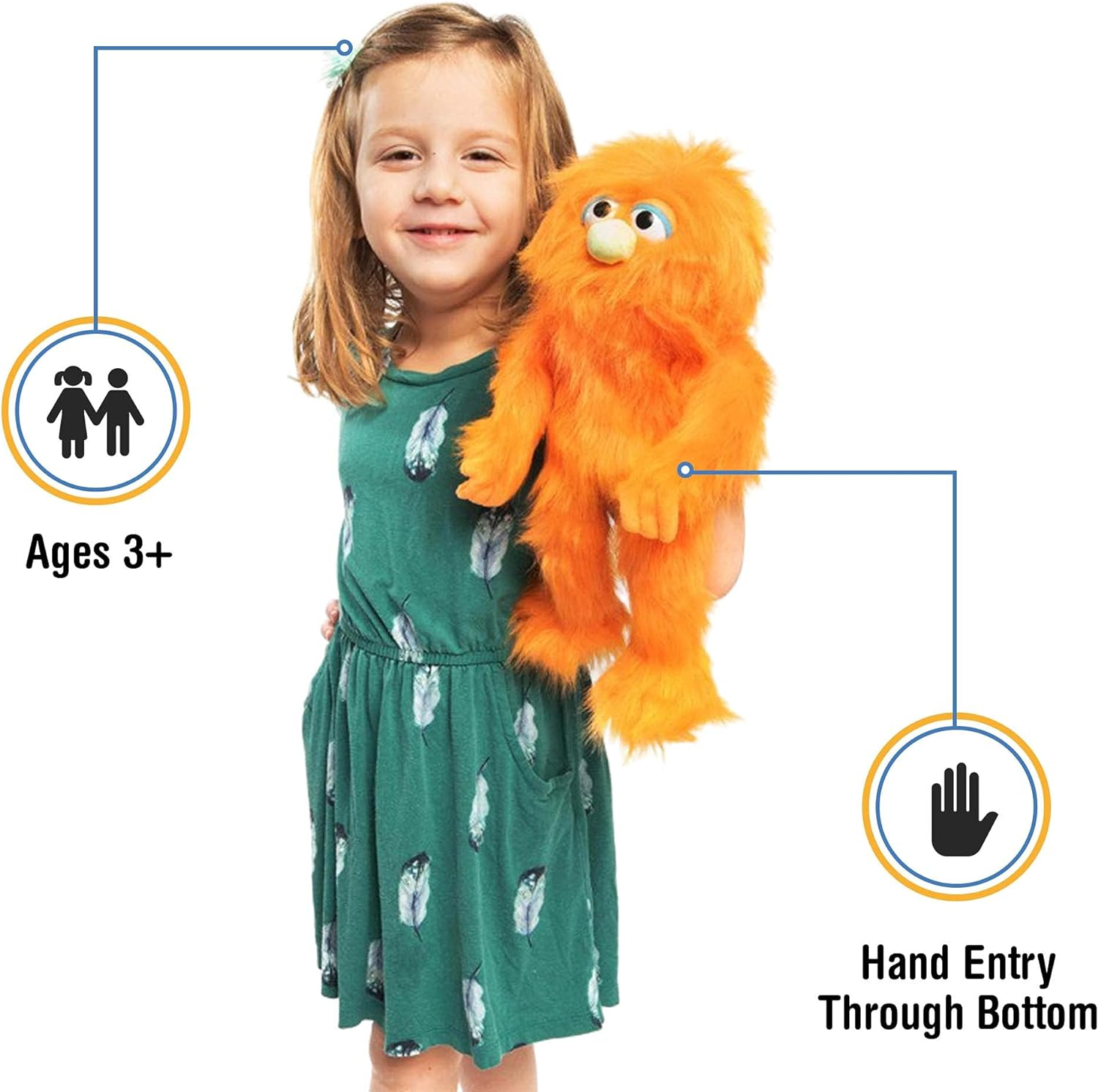 14" Orange Monster Puppet image number 1