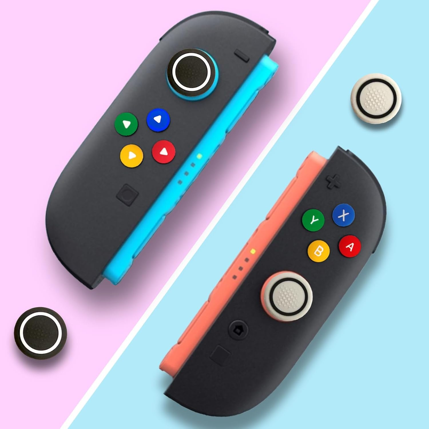 Cross D-Pad Button Caps Switch 2 Thumb Grip Caps Set, Creative Soft Joystick Covers Key Buttons Sticker Cover Caps Design for Switch 2(Colorful) image number 2