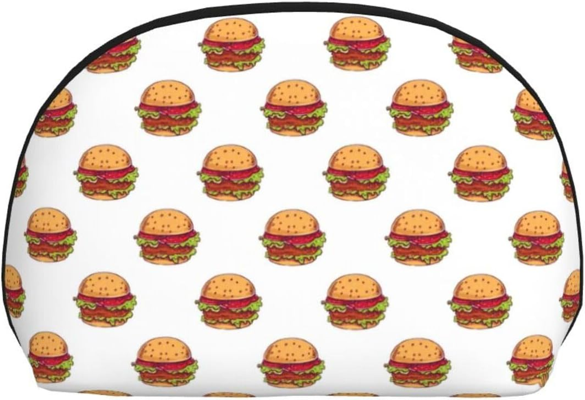 Cozimangoe Coin Pouch Makeup Bags Set, 2 Piece Shell Shape Cosmetic Bag with Pockets for Daily Travel Handbag Lipstick Keys Toiletry, Personalized Burgers image number 5