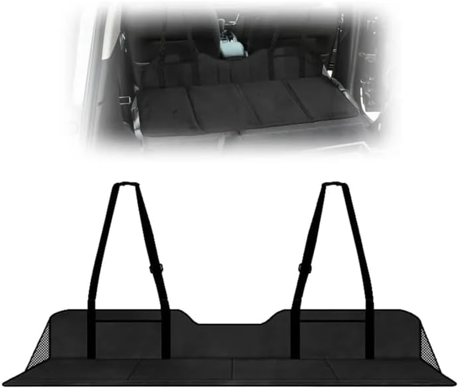 WODHMIEY Foldable Car Rear Seat Extender, Seat Mattress for Camping with Extension Plate for Car, SUV, MPV, 50X15.75X7.87In, Increase Sleeping Space and Comfort in the Rear Seat (Black, Flannel) image number 5