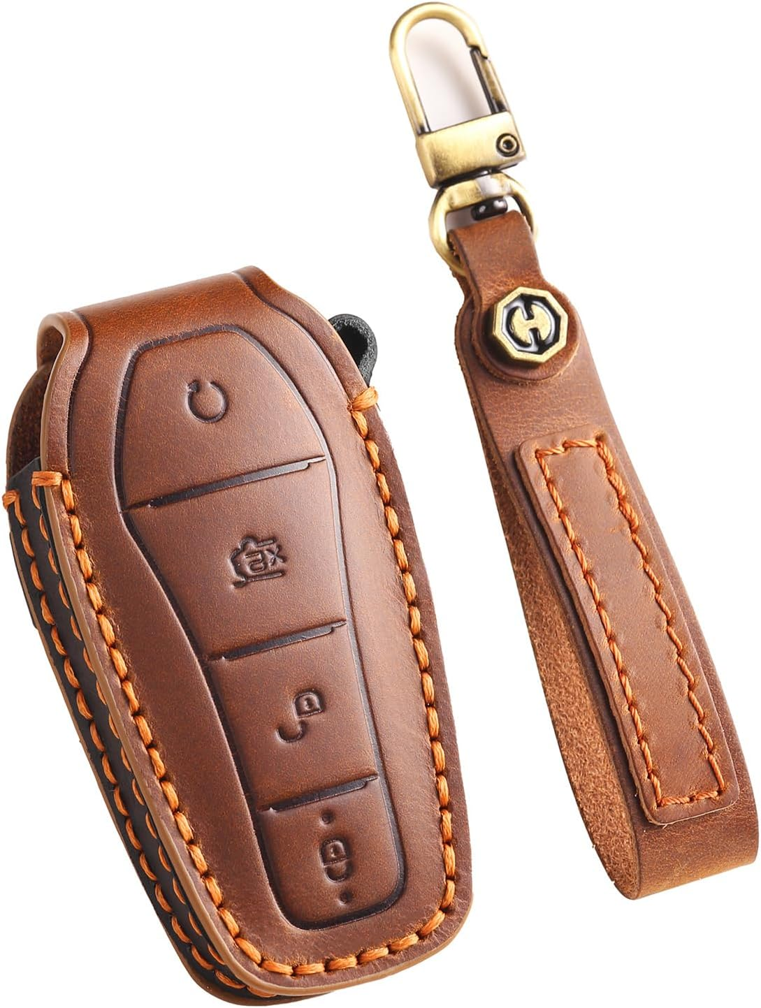 Key Case Shell Fit for BYD Han Ev Tang Dm Qin plus Song Pro MAX Leather Car Key Fob Cover Accessories Key Cover, Blue