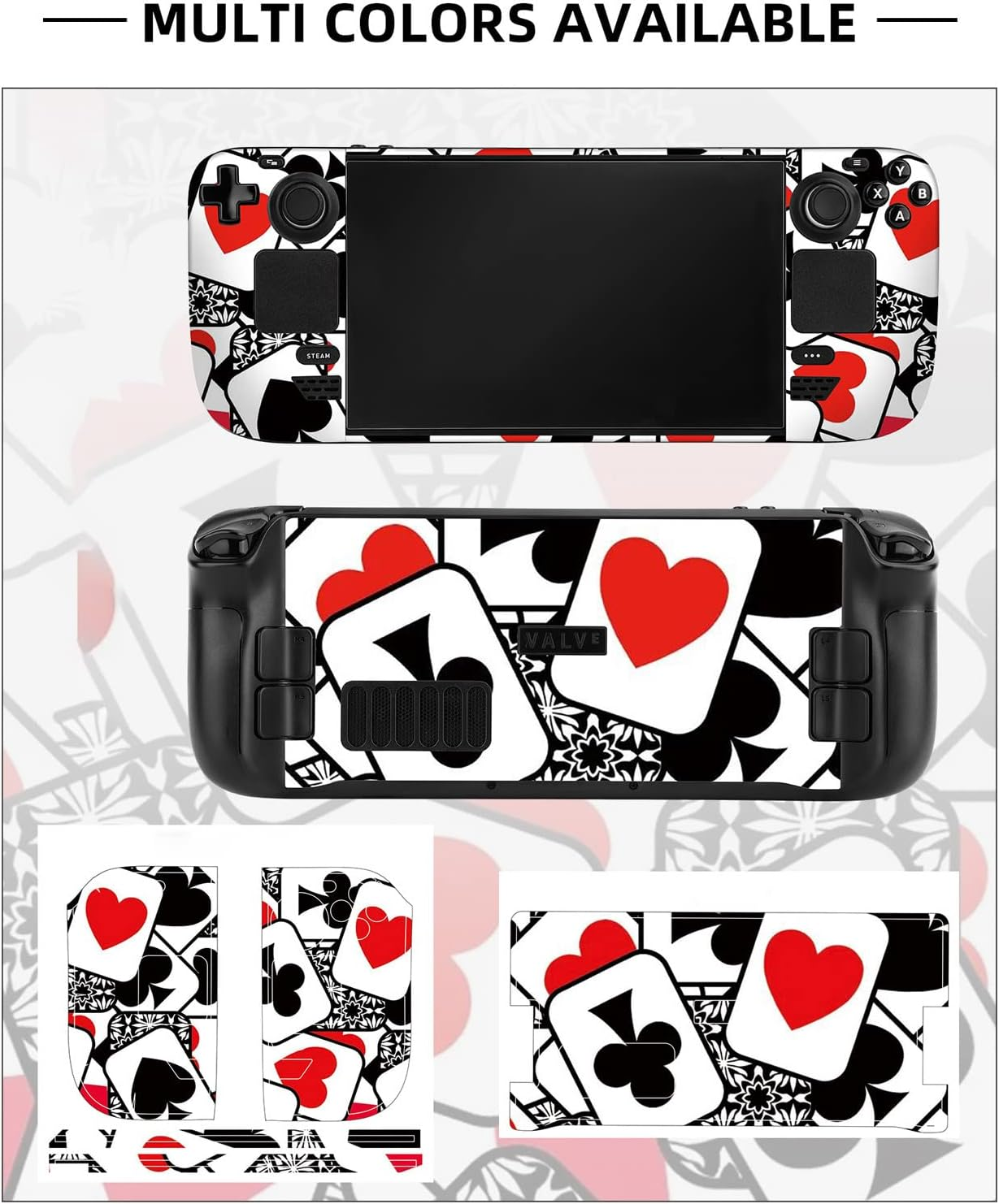 Skin Sticker for Steam Deck, Full Set Protective Skin Decal, PVC anti Fingerprint Scratch Resistant Dustproof Cartoon Protector Cover for Steamdeck Game Console (Black Red Trump Card) image number 2