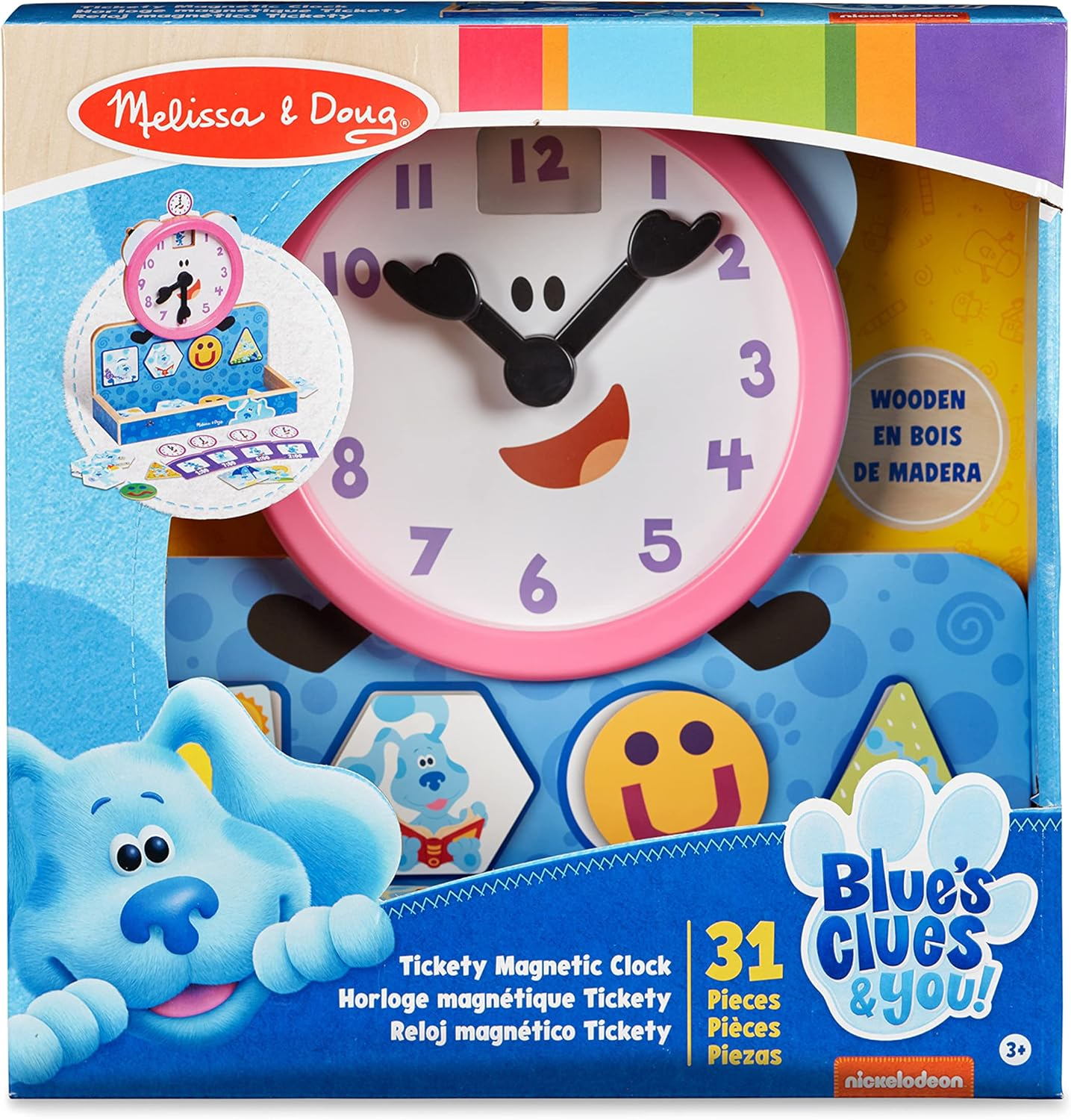 M&D Blue'S Clues & You - Wooden Tickety Tock Magnetic Clock image number 3