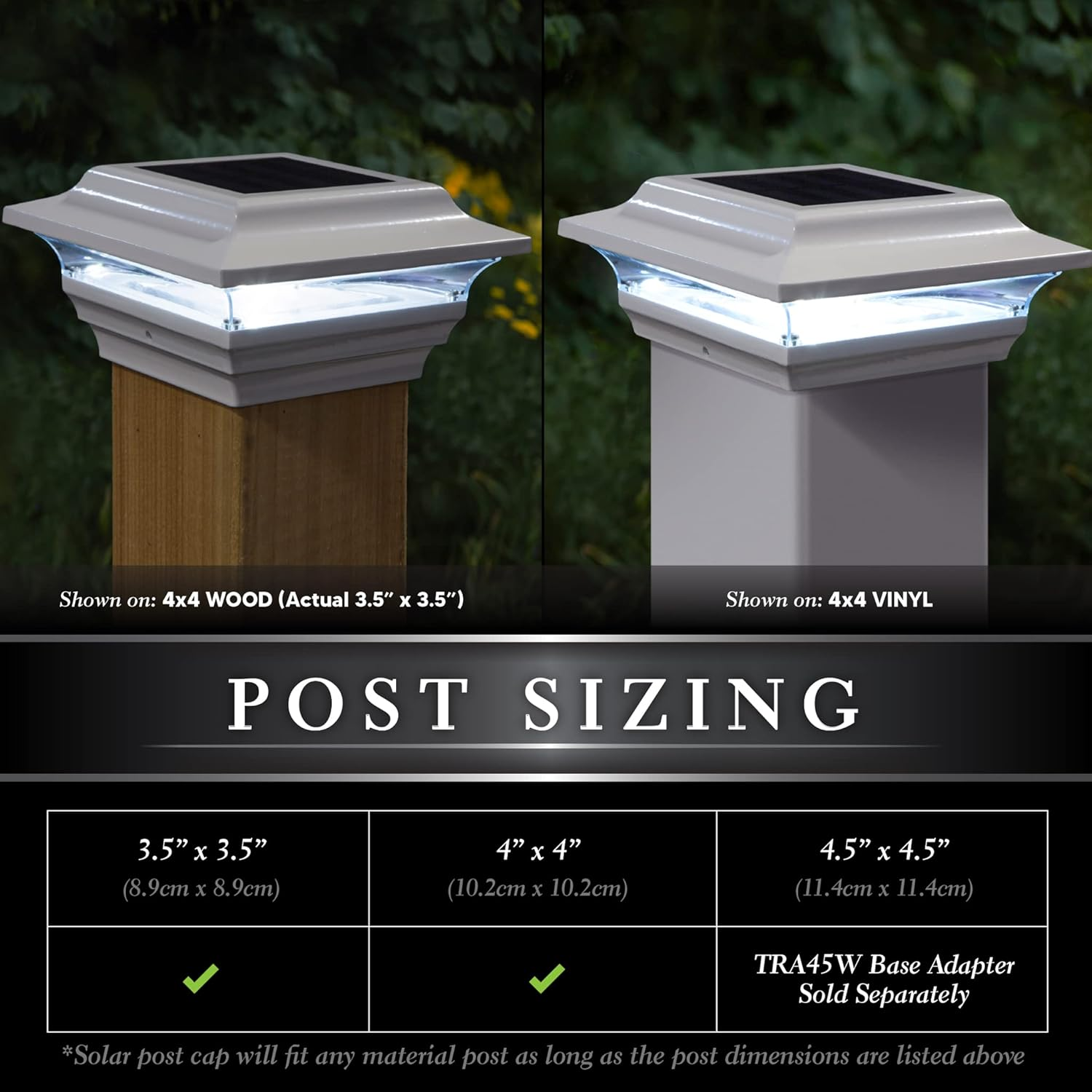 Classy Caps SL211W 4X4 Imperial Solar Post Cap - 2 Pack, White &ndash; High-Performance LED Lights, Durable Cast Aluminum, Warm and Cool Light Modes, Fits 4"X4" or 3.5"X3.5" Posts, Ideal for Decks, Fences image number 3