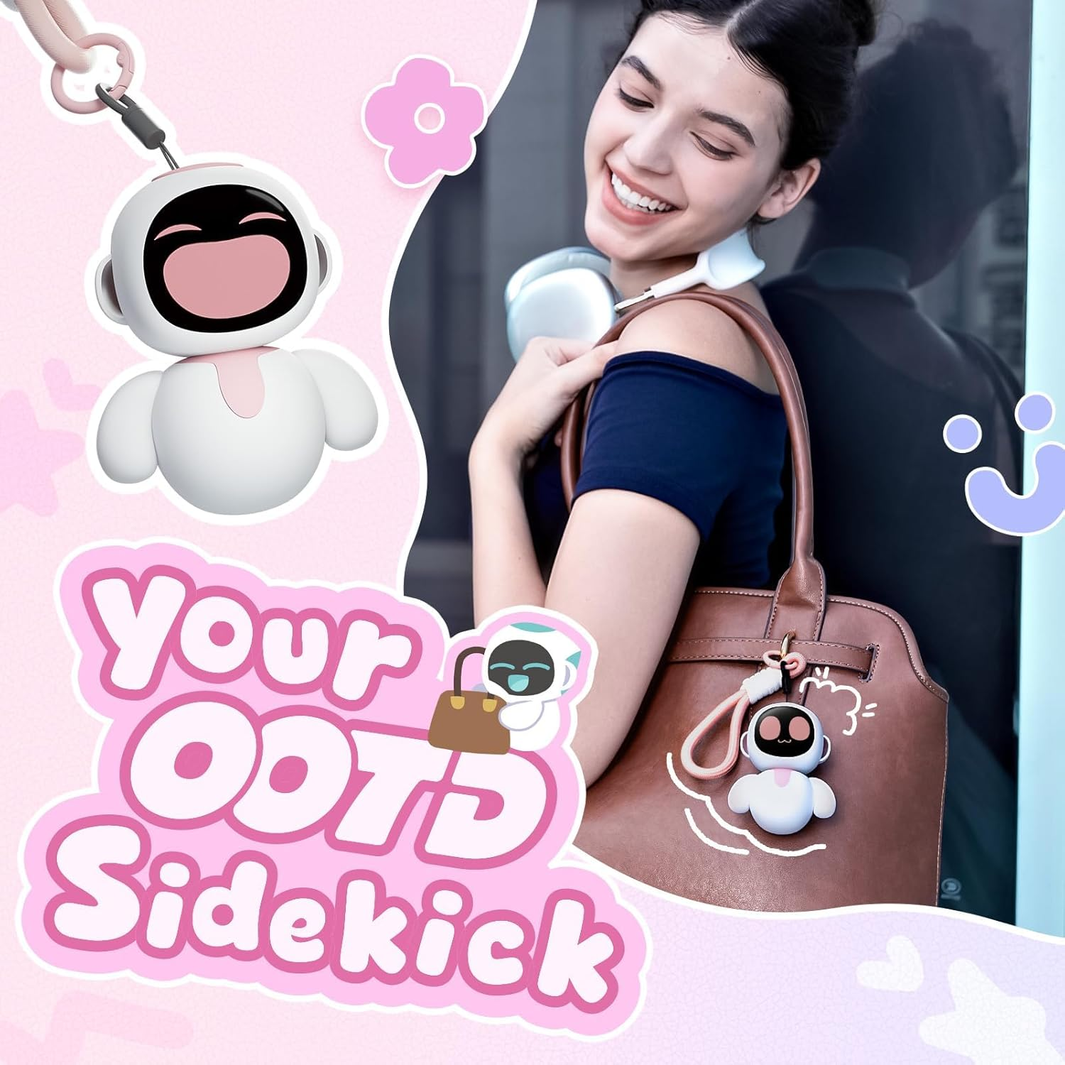 ENERGIZE LAB Eiliko Pink - Portable Eilik Robot with AI, Fun Electronic Pendant Toys, Gifts for Couples and Best Friends. image number 4