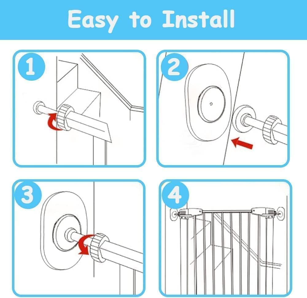 Mumoo Bear Baby Gate Wall Protector Wall Saver for Pressure Mounted Gate Protect Walls/Baseboard/Stairs/Door Frame/Doorways Work on Pet & Dog Gates, No Screw Need(White, 4 Pack) image number 3