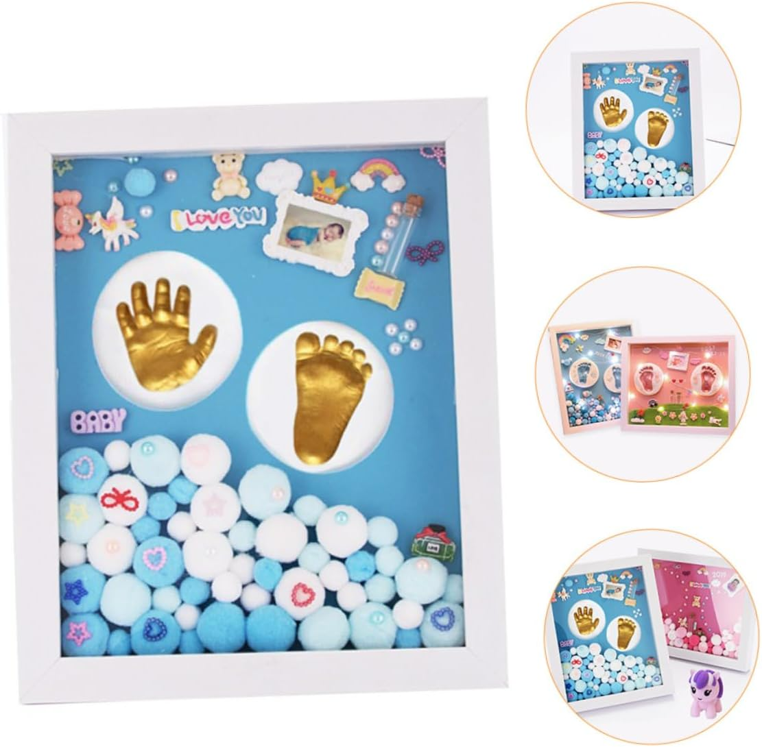 MERRYHAPY 1 Set Newborn Handprint and Footprint Memory Photo Frame Kit Special Milestone Boys Durable Keepsake for Shower and Early Memories for Capturing Precious Moments