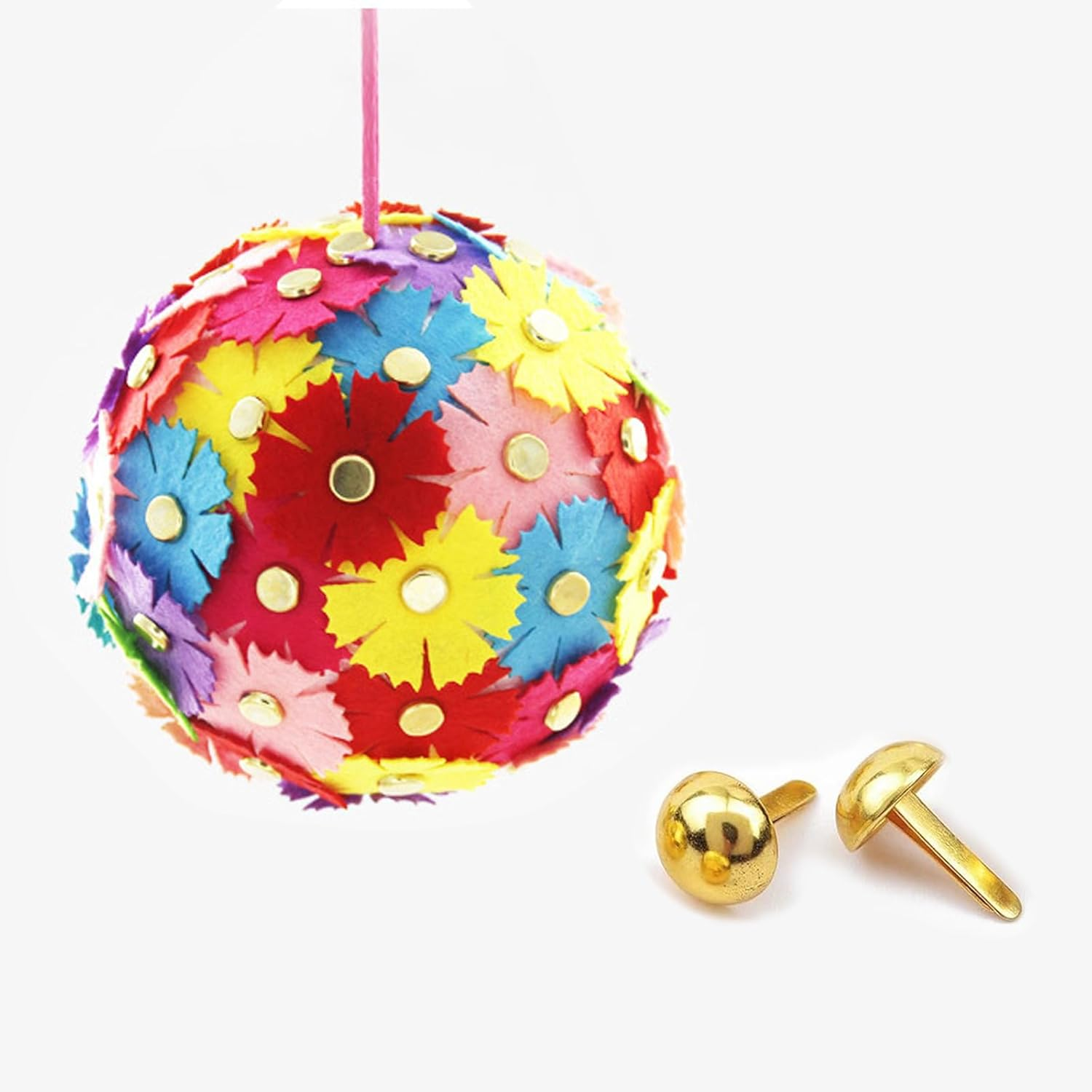 100Pcs round Head Double-Prong Rivets ，Foot Nails，Paper Fasteners ，For Craft Art Crafting School Project Decorative Clipbook Creation DIY Supplies. (Gold) image number 4