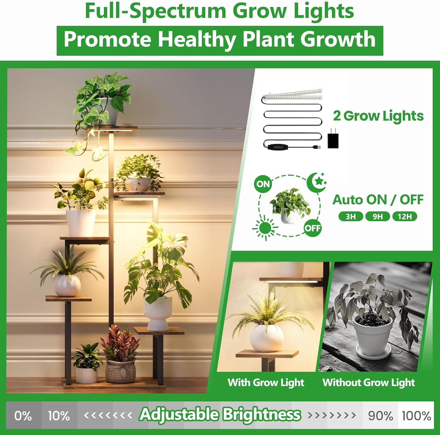 Memocastle Plant Stand Indoor with Grow Lights - 6 Tiered Tall Metal Shelf for Indoor Plants Multiple, Lighted Corner Rack Flower Display Holder