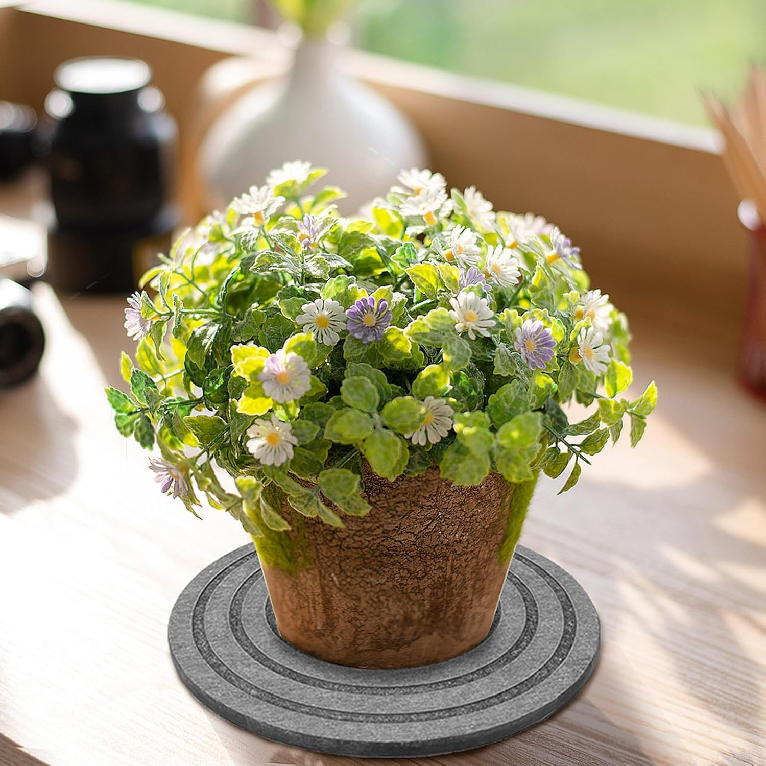 4 Pack Quick Dry Plant Saucer 7 Inch Plant Trays for Pots, Quick Dry Flower Pot Saucers Diatomaceous Earth Tray, Plant Water Catcher Tray Saucers for Potted Plants (Gray) image number 2