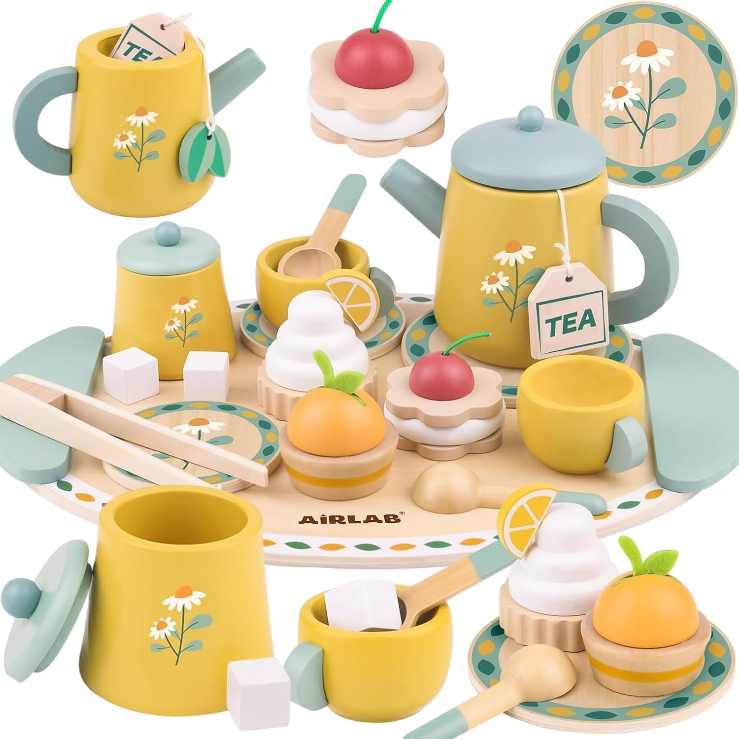 Tea Sets for Toddlers 3-5 Girl Birthday Gift 2 Year Old Princess Party Wooden Play Food Toy Sets for Kids Kitchen Accessories Age 3 4 5 6 Wood Educational Toys image number 2
