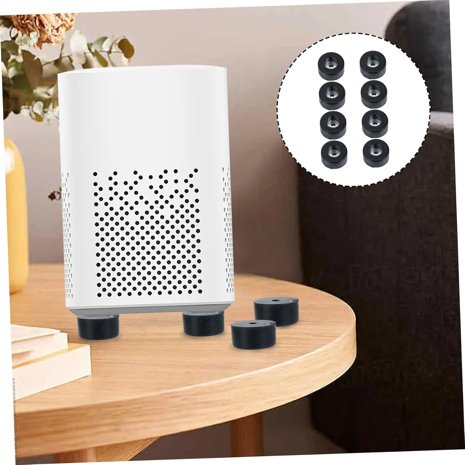 KALLORY 8Pcs Black Rubber Speaker Spike Pads Isolation Feet Vibration Absorber for Amplifiers and Subwoofers Home Audio Accessories image number 4