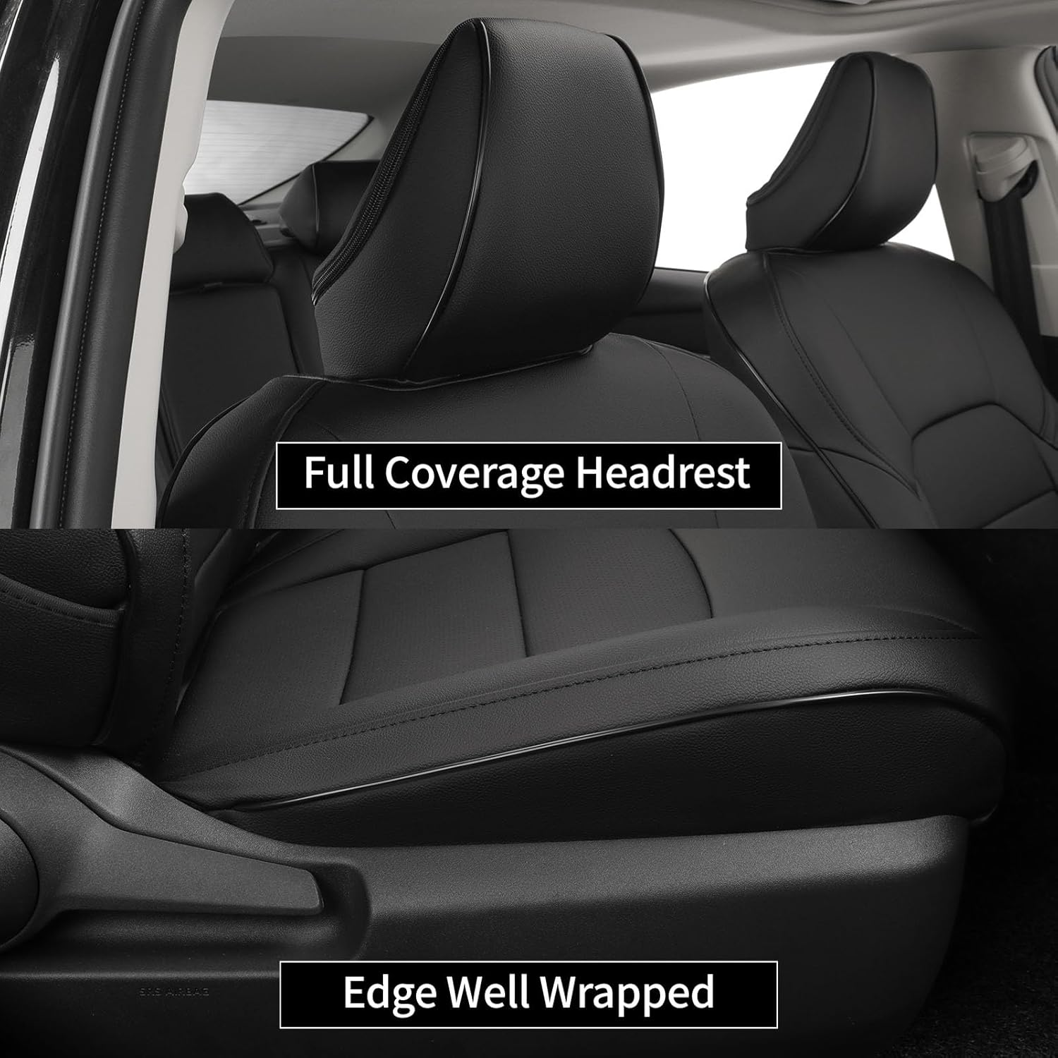 EKR Camry Seat Covers for Toyota Camry L, LE, SE 2018-2024 & SE Nightshade 2020-2024,(Not for Hybrid) Leather Car Seat Cover Full Set for Trucks Suv-Faux Leather (Black) image number 6