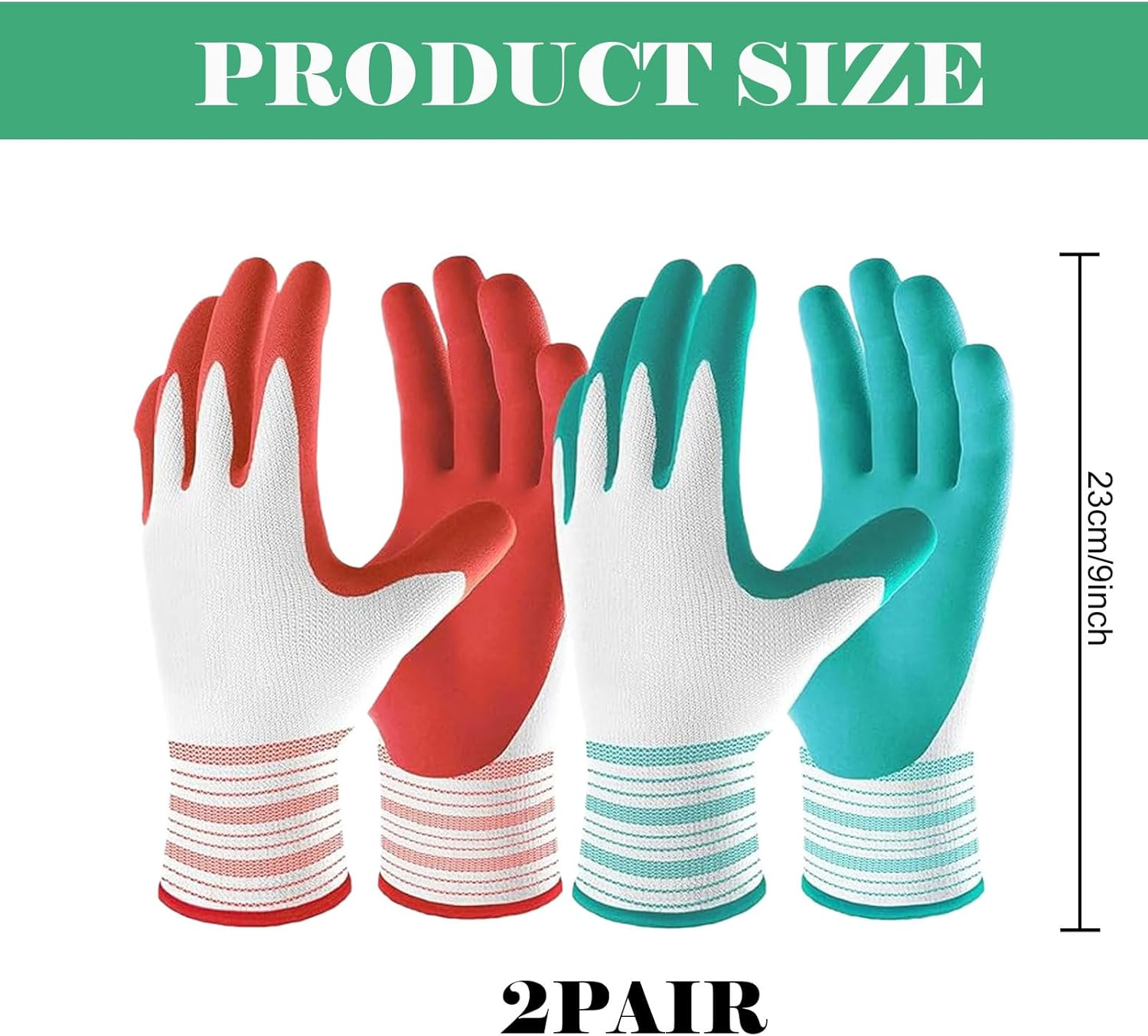 Garden Gloves, Gardening Gloves, 2 Pairs Work Gloves with Breathable Rubber Coated, Rubber Gloves for Ladies Women Yard Fishing Camping, Outdoor Protective Gardening Gloves, Gardening Gifts