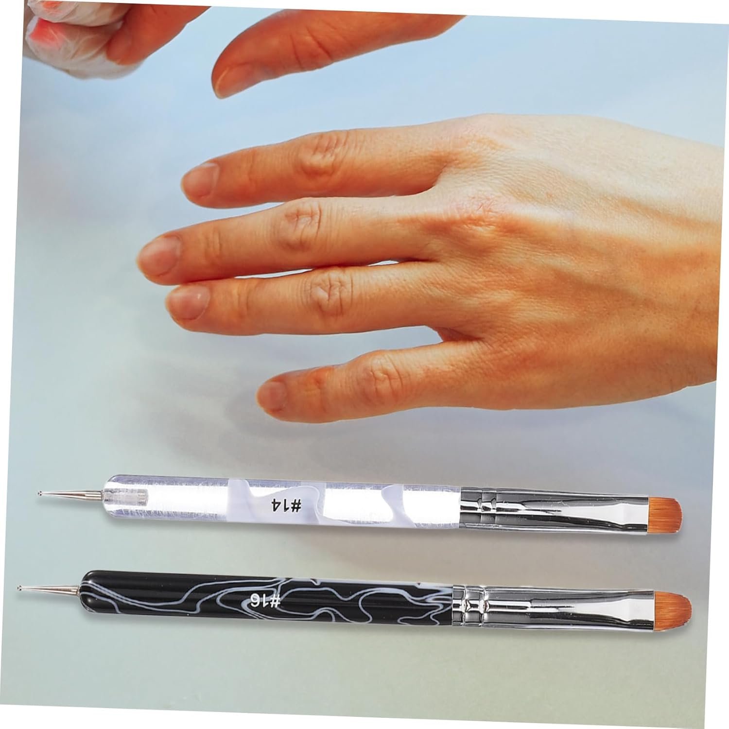 BAZEITFLOW 2Pcs Double Head Nail Brush for Manicure Painting Versatile Nail Art Pens with Comfortable Grip and Precise Dual Ended Design Brushes for Elegant French Tips White Black