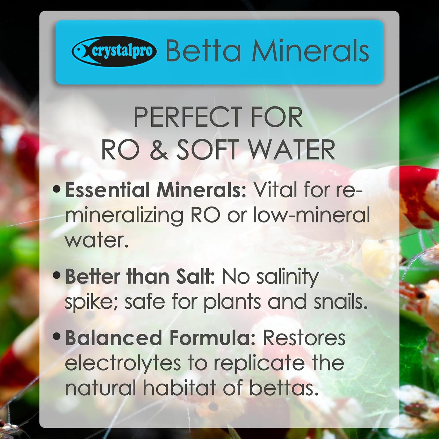 Crystalpro Betta Minerals 4.22 Oz-Mineral Additive for Bettas Replenishes Protective Coat Improves Respiration and General Health Freshwater Aquarium Salt (125 Ml) image number 6