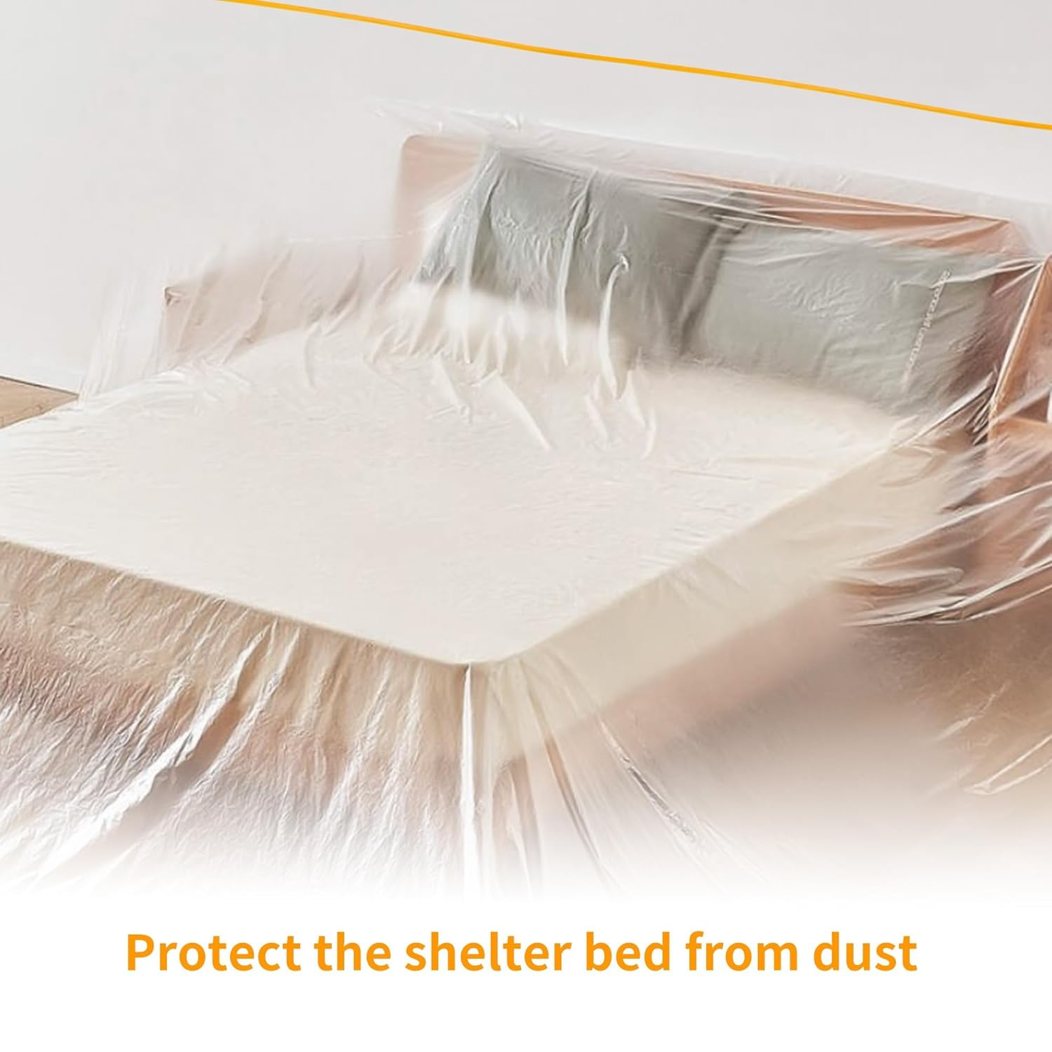 2 Pcs Pre-Taped Masking Film, 118 in X 65 Feet Rolls Painters Plastic with Tape and Drape, Paint Adhesive Protective Film Roll for Covering Skirting Frames and House Decoration Furniture image number 2