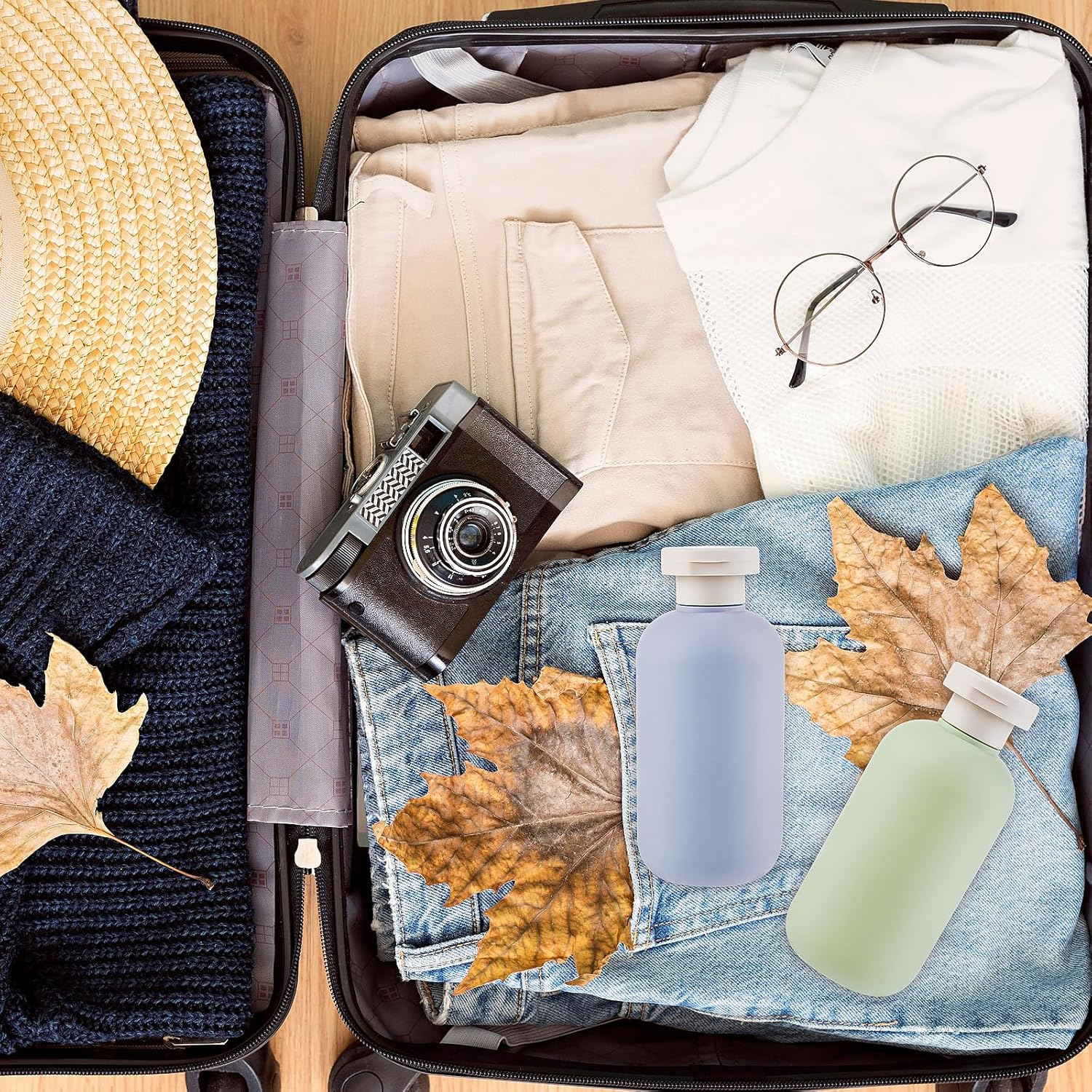 Gjinxi 2Pcs Squeeze Bottles with Flip Cap, Refillable Plastic Travel Containers Empty Bottles Travel Accessories Shampoo and Conditioner Bottles for Creams, Lotion (Green Blue, 200ML) - Greenpink image number 5