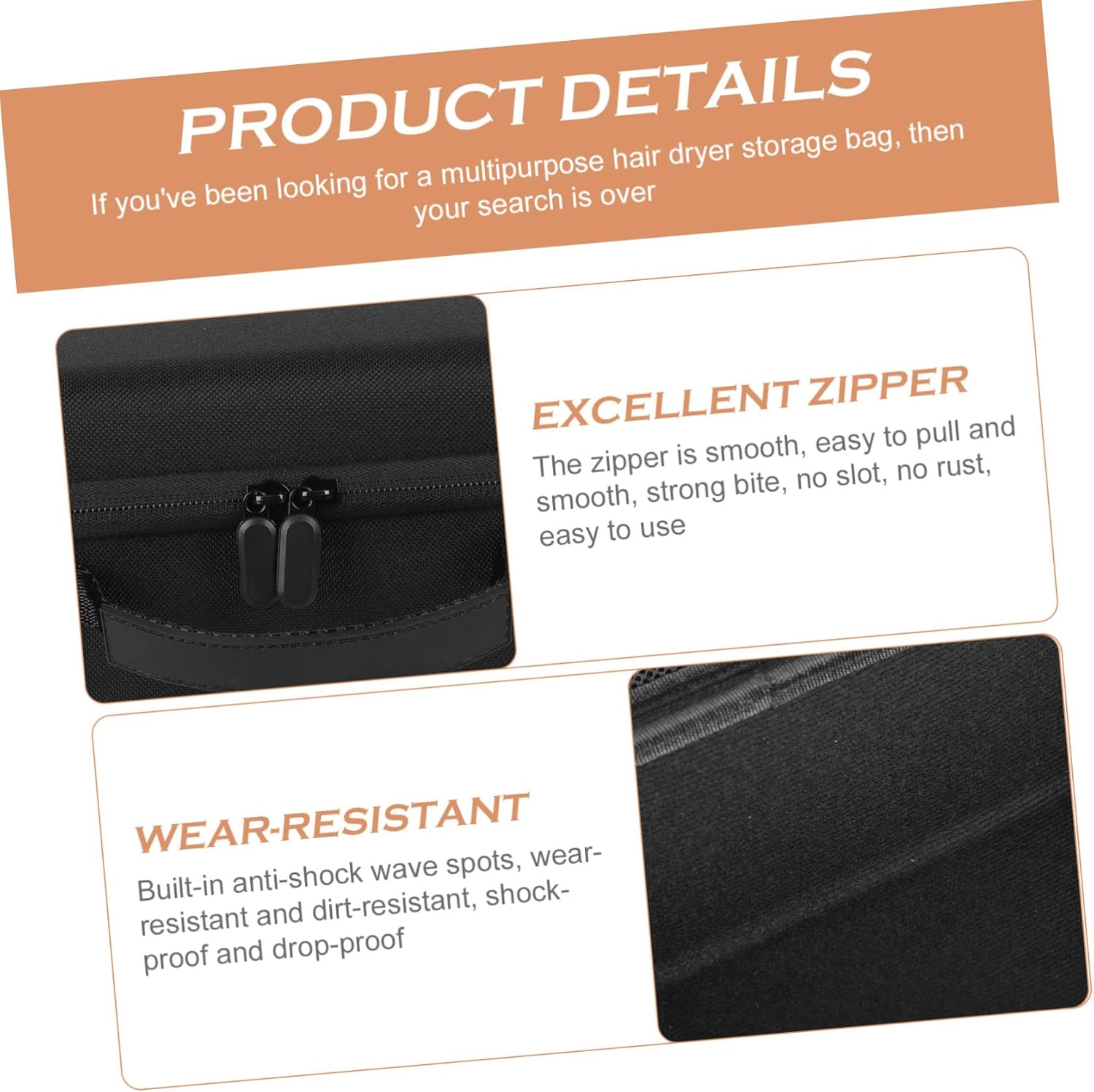 DINHEAROM Portable Hair Dryer Storage EVA Bag with Splashproof Design Comfortable Hand Strap and Snap Zipper Travel Pouch Case for Hair Dryer Protection and Easy Carrying Business Trips image number 5