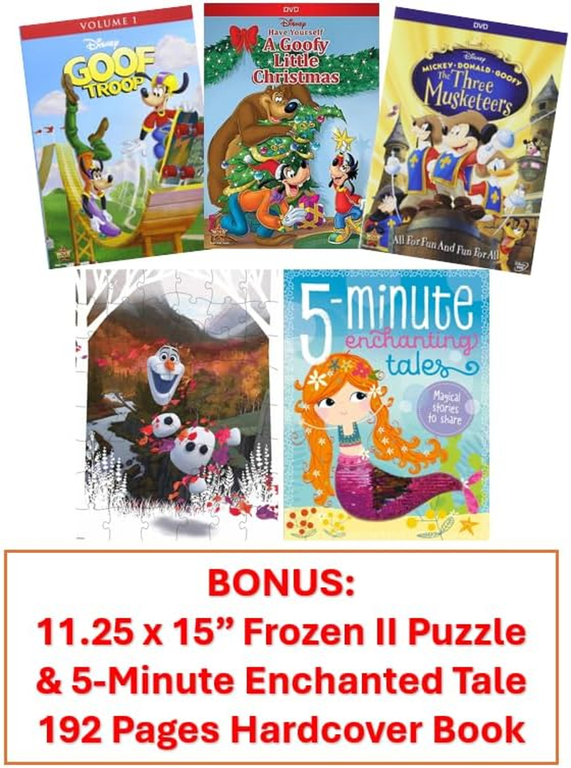 Limited Disney Goofy Collection: Mickey, Donald, Goofy: the Three Musketeers/ Have Yourself a Goofy Little Christmas/ Goof Troop Vol 1 [DVD, 3-Pack] Bonus: Frozen 2 48-Piece Puzzle & Hardcover Book