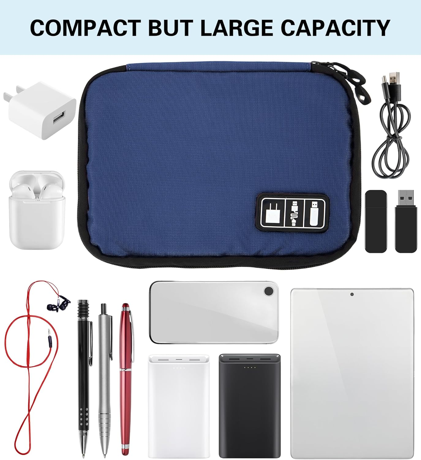 YOKONICO Electronics Organizer Bag, Cord Organizer Travel, Portable Tech Bag, Travel Cable Case, Travel Essentials for Cord/Charger/Tech Storage/Power Bank/Earphone/Usb/Sd/Electronic Accessories image number 6