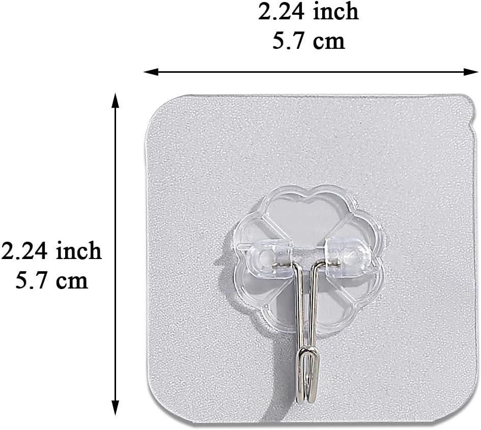 Berglander Adhesive Hooks for Hanging 12Pcs, Heavy Duty Wall Hooks Self Adhesive Towel Coat Hooks Waterproof Transparent Hooks for Bathroom Kitchen Keys Door Outdoor Home Improvement Utility Hook image number 5