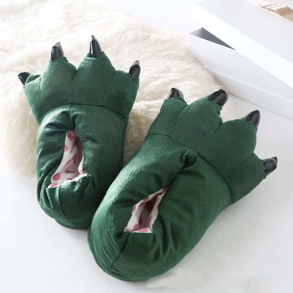 Fashionfits Unisex Soft Plush Home Slippers Animal Costume Paw Claw Shoes, Green, Large image number 3