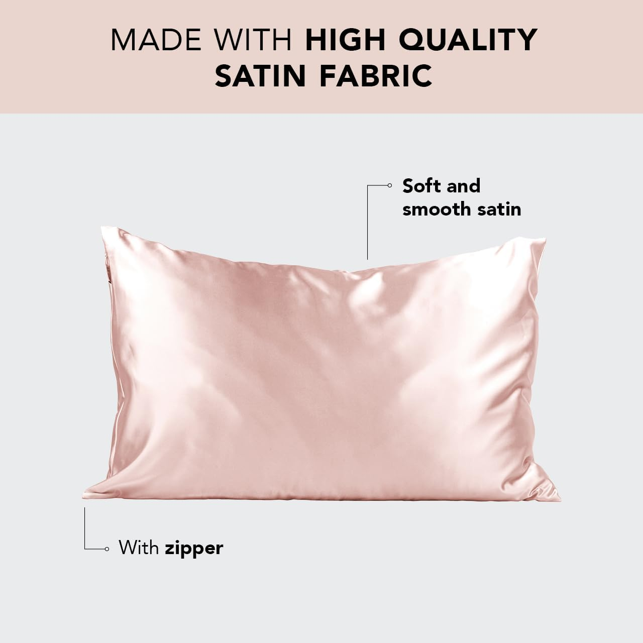 Kitsch Satin Pillowcase for Hair and Skin Queen, Softer than Silk Pillow Cases for Hair, Cooling Satin Pillowcase with Zipper, Pillow Case Covers, Satin Pillow Cases Standard Size (Blush, 1 Pack) image number 5