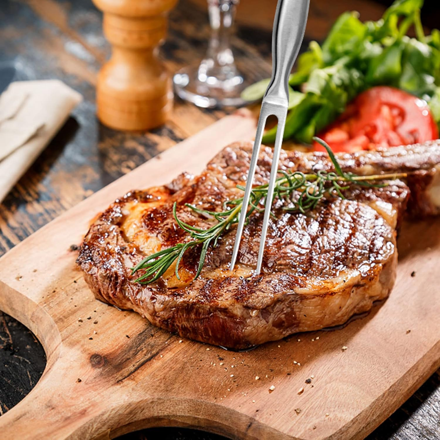 Gudoqi Carving Fork Stainless Steel Meat Fork 10 Inch Barbecue Fork Anti-Slip Long Handle Cooking Tool Utensil Set for Pork Turkey Chicken Beef image number 1