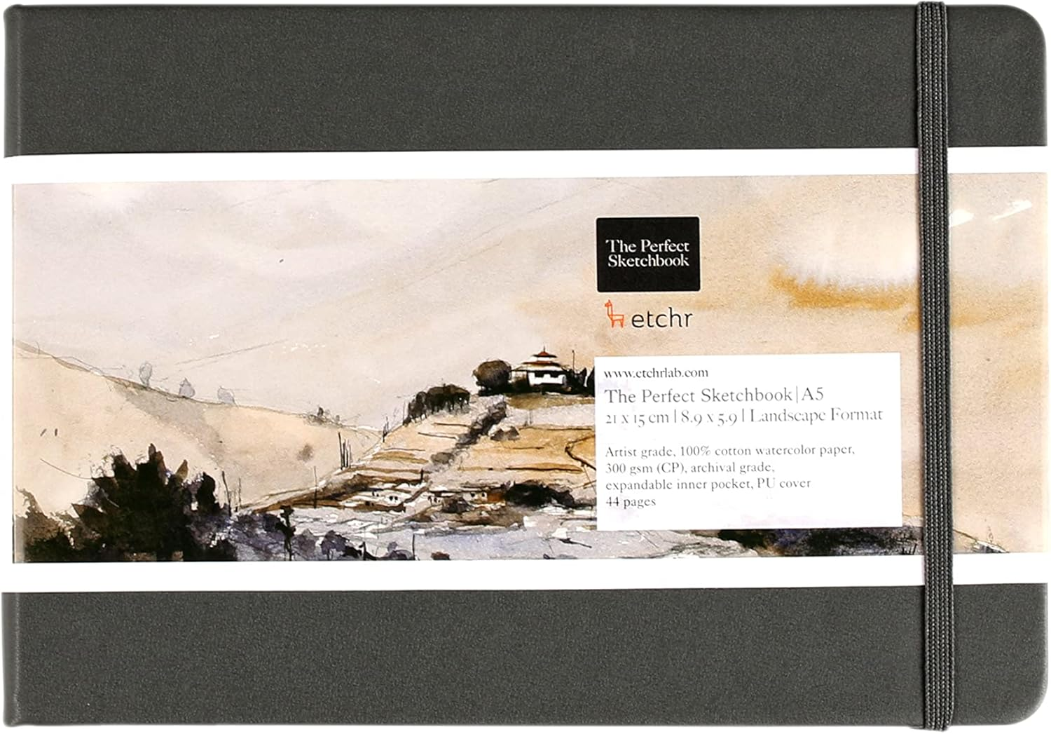 Etchr Perfect Sketchbook - A5 Landscape - Cold Press 100% Cotton Sketchbook - Hardcover Sketchbook 5.8&rdquo;X8.3" with 44 Pages image number 4