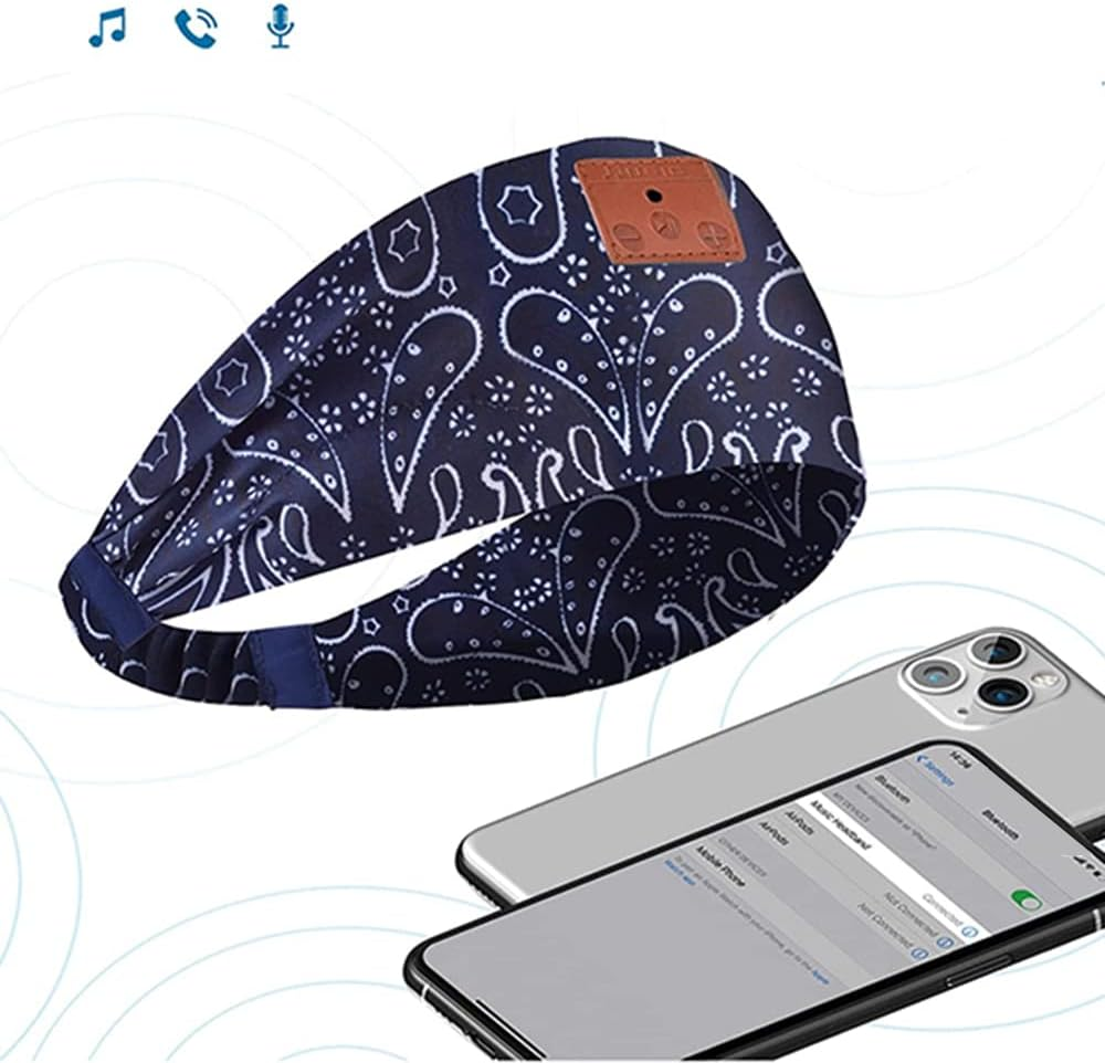 HIKOAN Music Headband Wireless Headband Sleep Headphones BT Headband Earphone Sweatband Sleeping Mask with BT5.0 and Built-In Microphone and Prompt Hi-Fi Stereo Suits for Side Sleep Sports Yoga image number 4