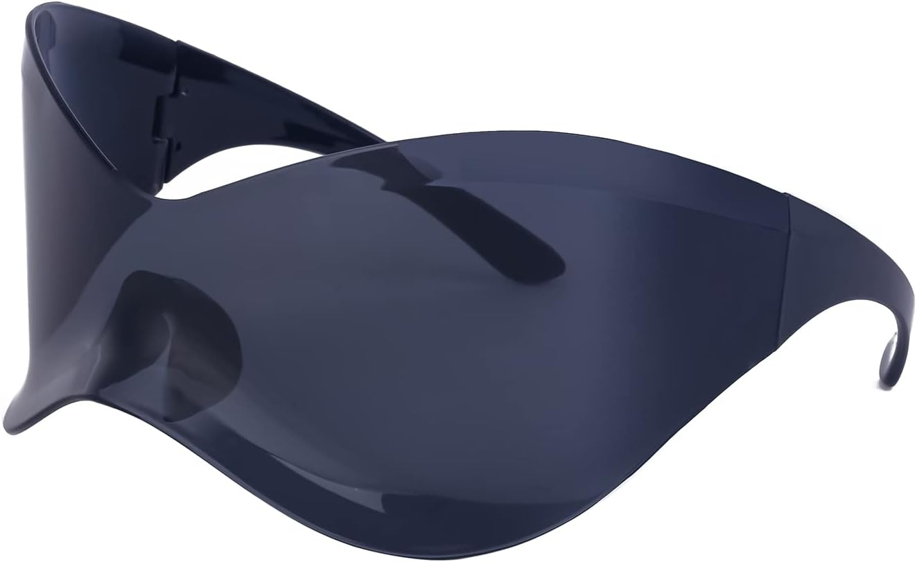 LJCZKA Rimless Wrap around Sunglasses for Women Men, Oversized Futuristic Sunglasses Y2K Trendy Shades UV400 Protection