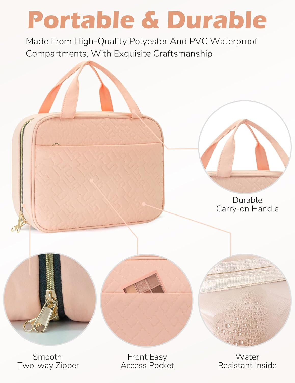 Travel Toiletry Bag for Women, Hanging Travel Bag for Toiletries, Wide-Open Makeup Pouch, Water-Resistant Large Capacity Cosmetic Travel Toiletry Organizer for Daily Use, Christmas (Blue)