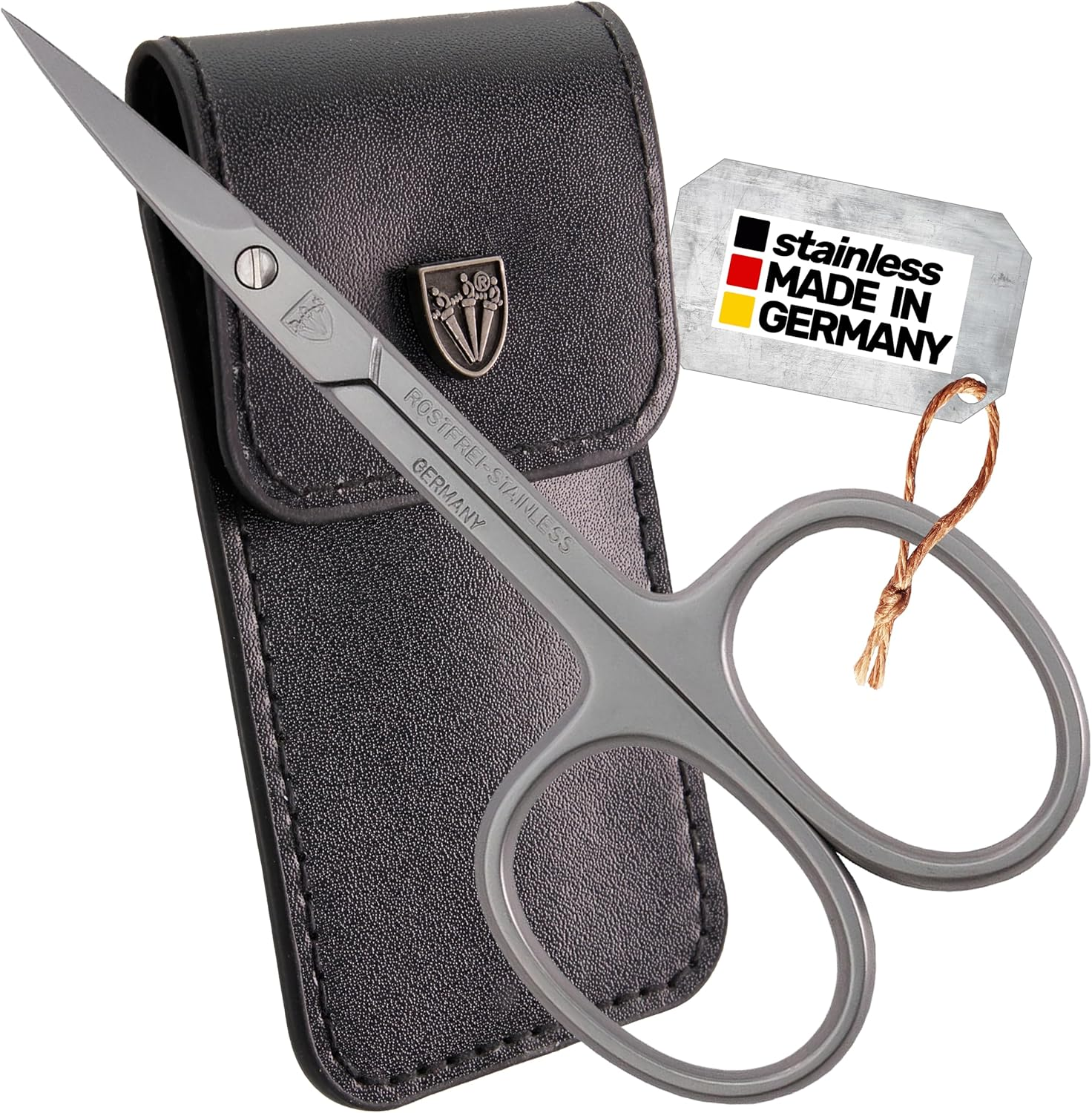 3 Swords Germany - Brand Quality STAINLESS STEEL INOX CURVED CUTICLE SCISSORS (1 PIECE) with Case for Manicure Pedicure - Nail Care by 3 Swords - Made in Solingen Germany